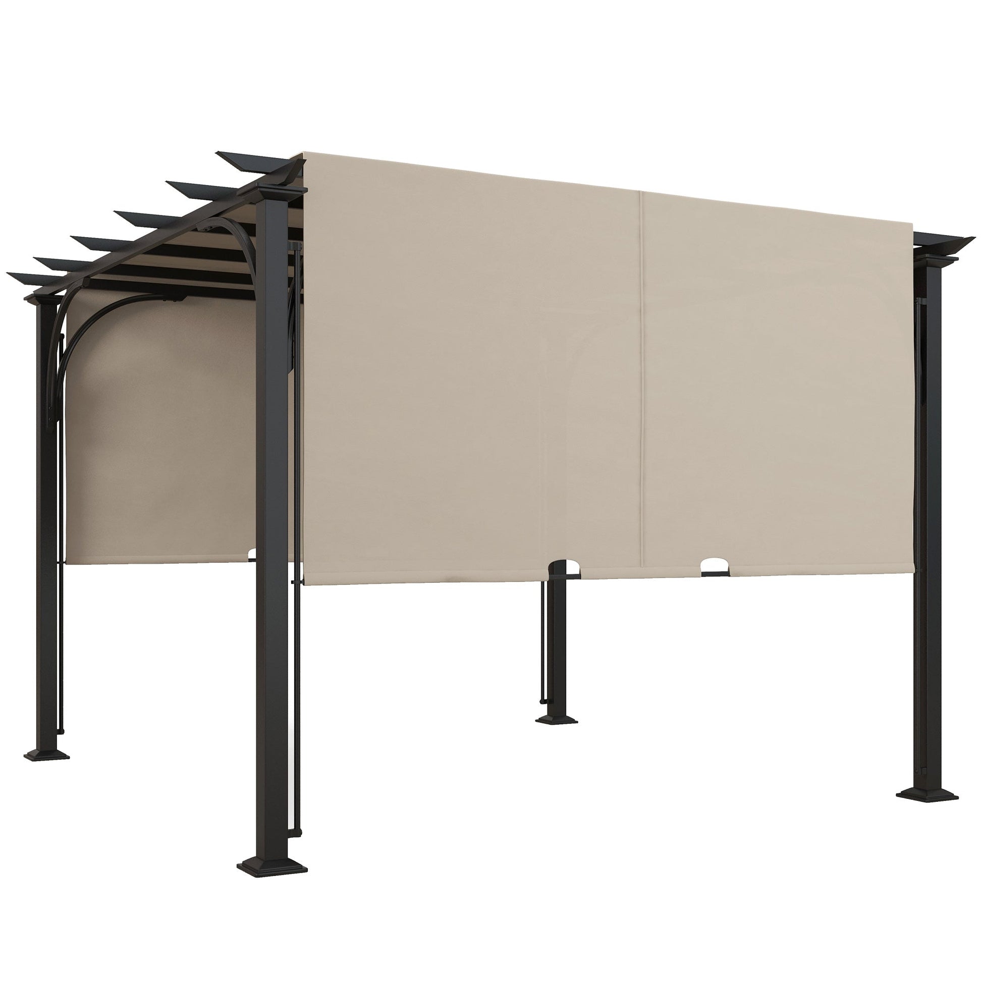 3 x 3(m) Garden Pergola, Outdoor Pergola Gazebo with Adjustable Canopy, Sun Shade Patio Canopy Shelter, Beige