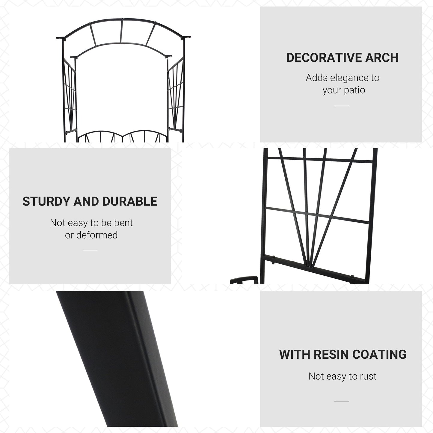 Garden Bench, 2 Seater Outdoor Patio Bench, Metal Garden Loveseat with Arch for Vines and Climbing Plants for Outdoor Space, Black