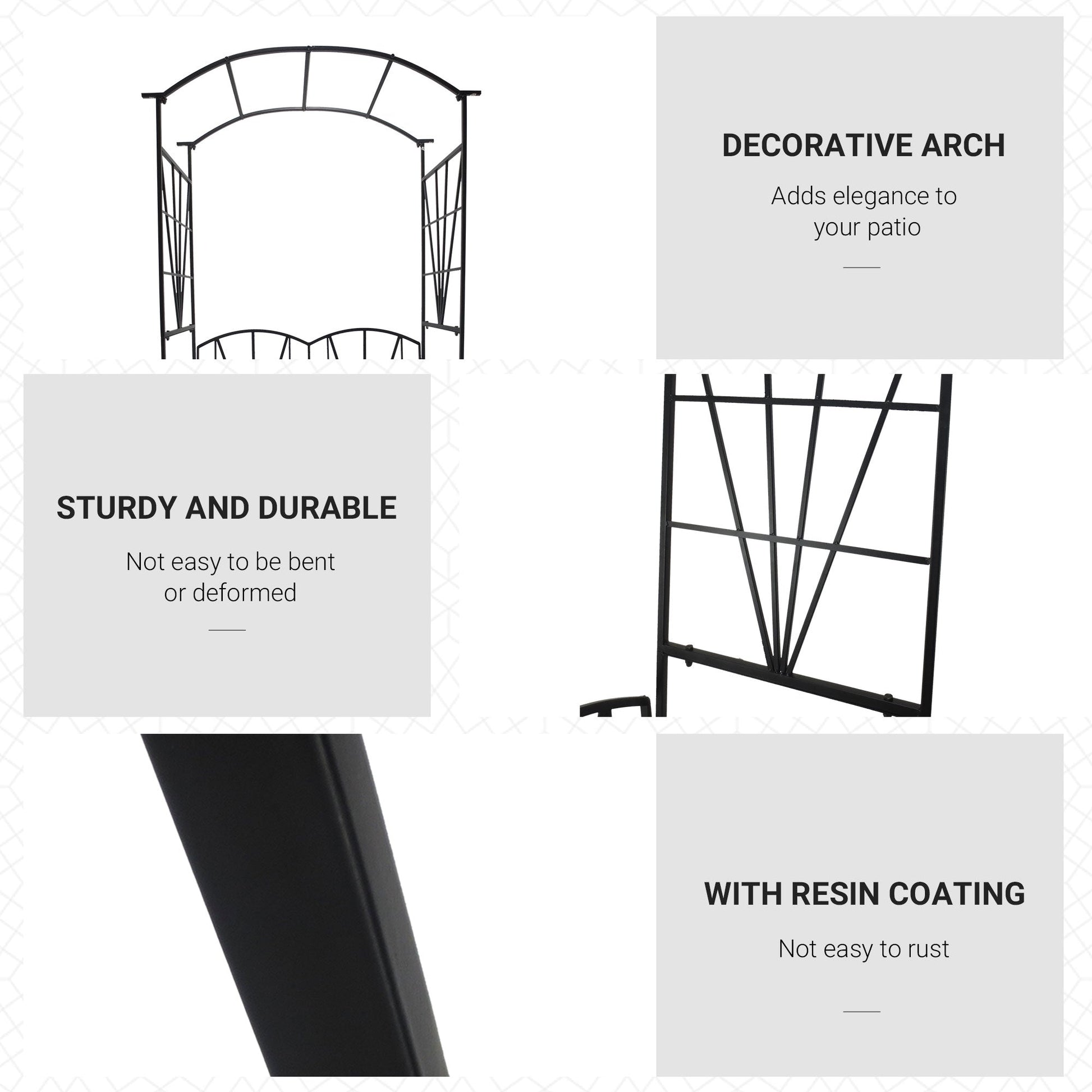 Garden Bench, 2 Seater Outdoor Patio Bench, Metal Garden Loveseat with Arch for Vines and Climbing Plants for Outdoor Space, Black
