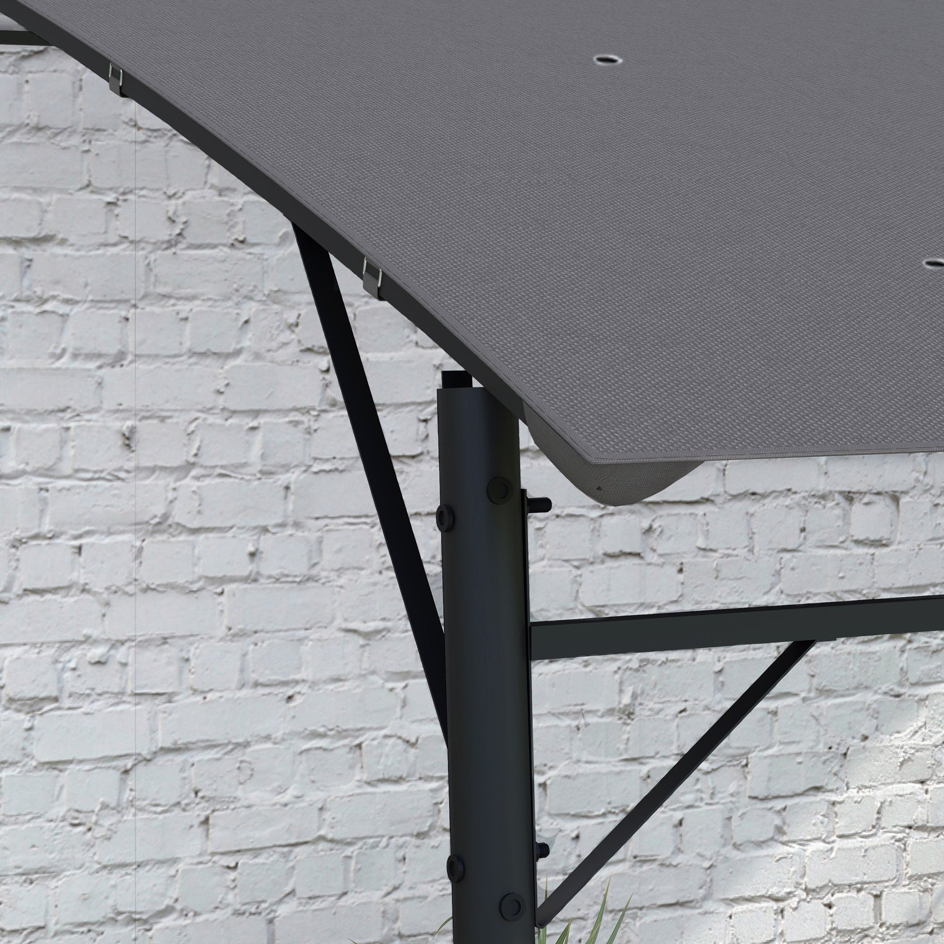 3 x 4m Pergola, Lean to Garden Gazebo with UV-Resistant Canopy and Metal Frame, Outdoor Sun Shade Shelter for Porch, Patio, Deck, Grey