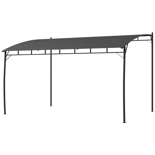 3 x 4m Pergola, Lean to Garden Gazebo with UV-Resistant Canopy and Metal Frame, Outdoor Sun Shade Shelter for Porch, Patio, Deck, Grey