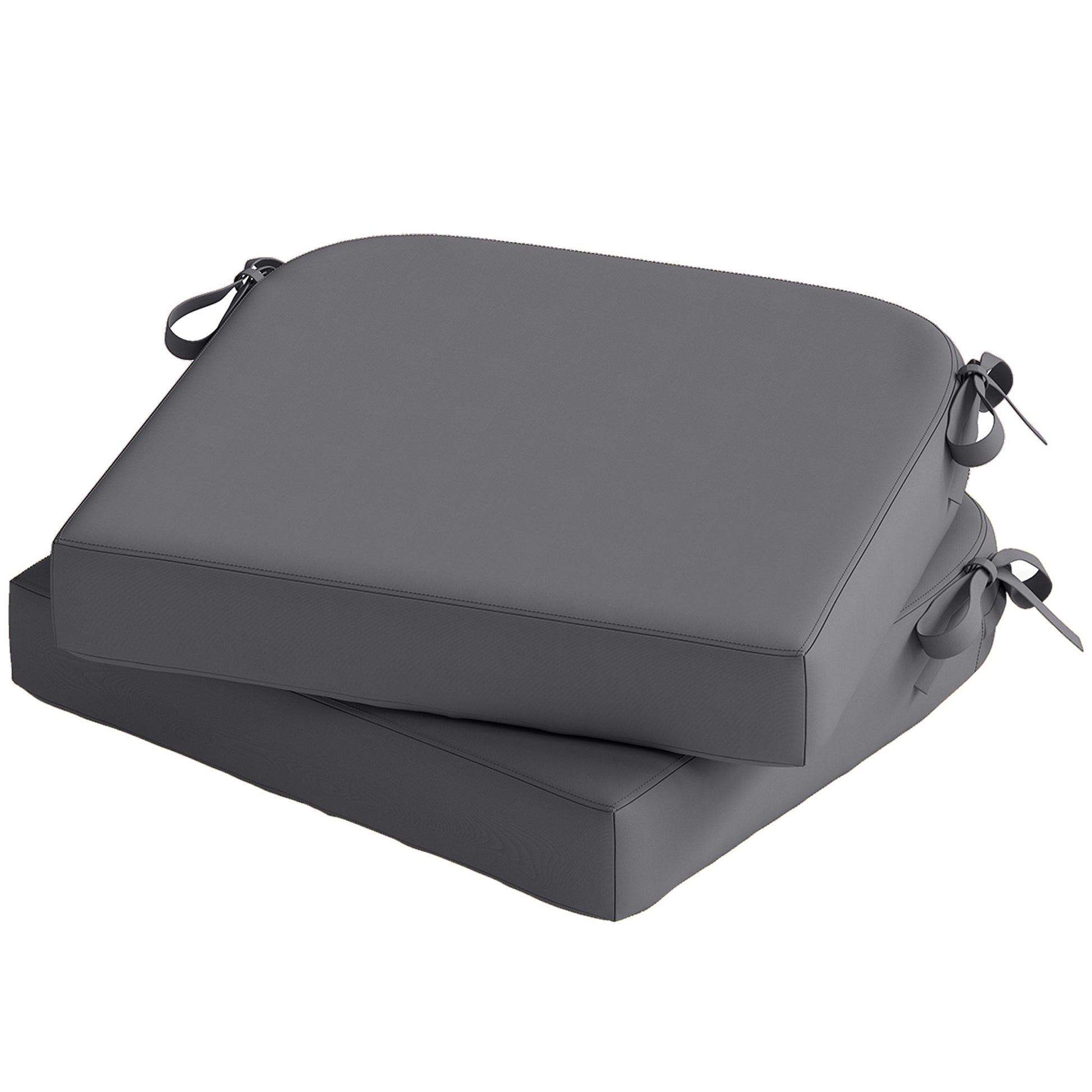 Outdoor Chair Seat Cushions Set of 2, Garden Chair Cushions with 7cm Thick Foam & Ties, Water Repellent and UV Resistant Covers for Patio Furniture 40x40cm, Dark Grey