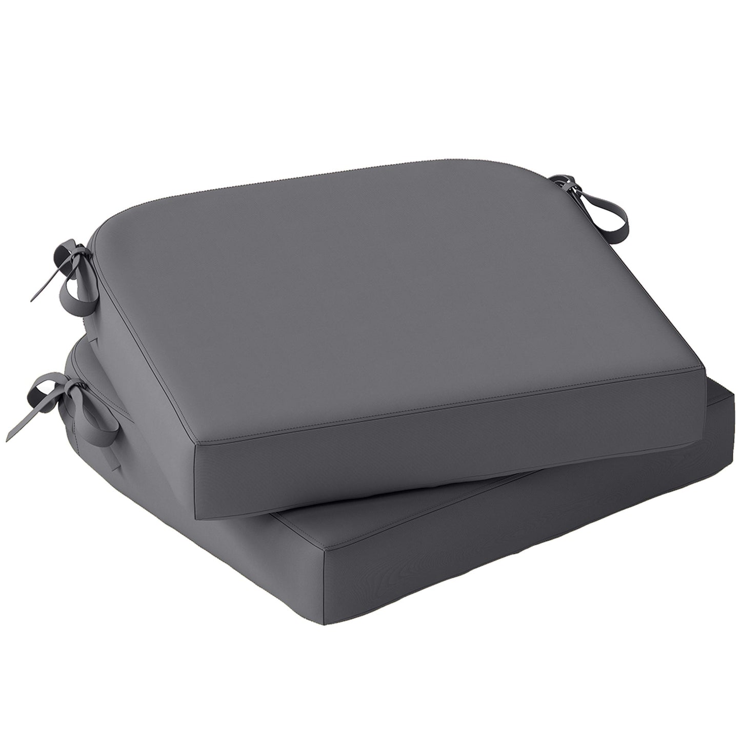 Outdoor Chair Seat Cushions Set of 2, Garden Chair Cushions with 7cm Thick Foam & Ties, Water Repellent and UV Resistant Covers for Patio Furniture 40x40cm, Dark Grey