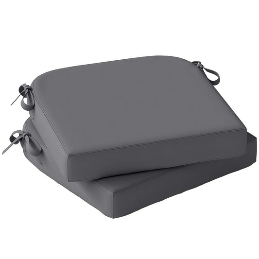 Outdoor Chair Seat Cushions Set of 2, Garden Chair Cushions with 7cm Thick Foam & Ties, Water Repellent and UV Resistant Covers for Patio Furniture 40x40cm, Dark Grey
