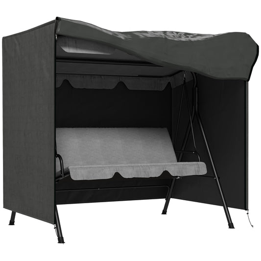 3 Seater 600D Oxford Patio Swing Chair Cover Outdoor Garden Furniture Rain Protection Protector Waterproof Anti-UV, 177 x 114 x 152cm, Dark Grey