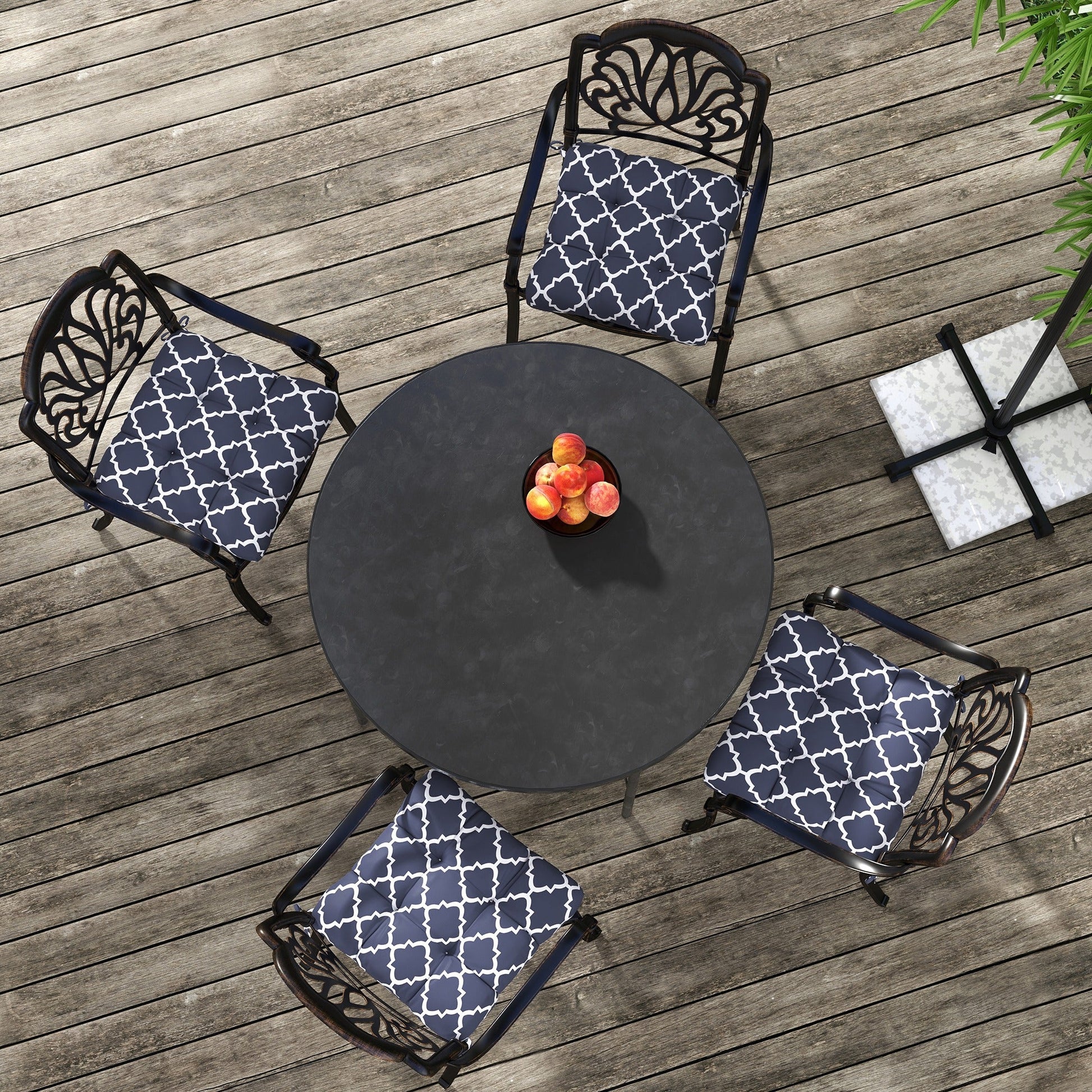 Set of 4 Outdoor Seat Cushions with Ties, Water Repellent Seat Pads for Dining Chair, Swing, Sofa, 48 x 48 x 10 cm, Blue
