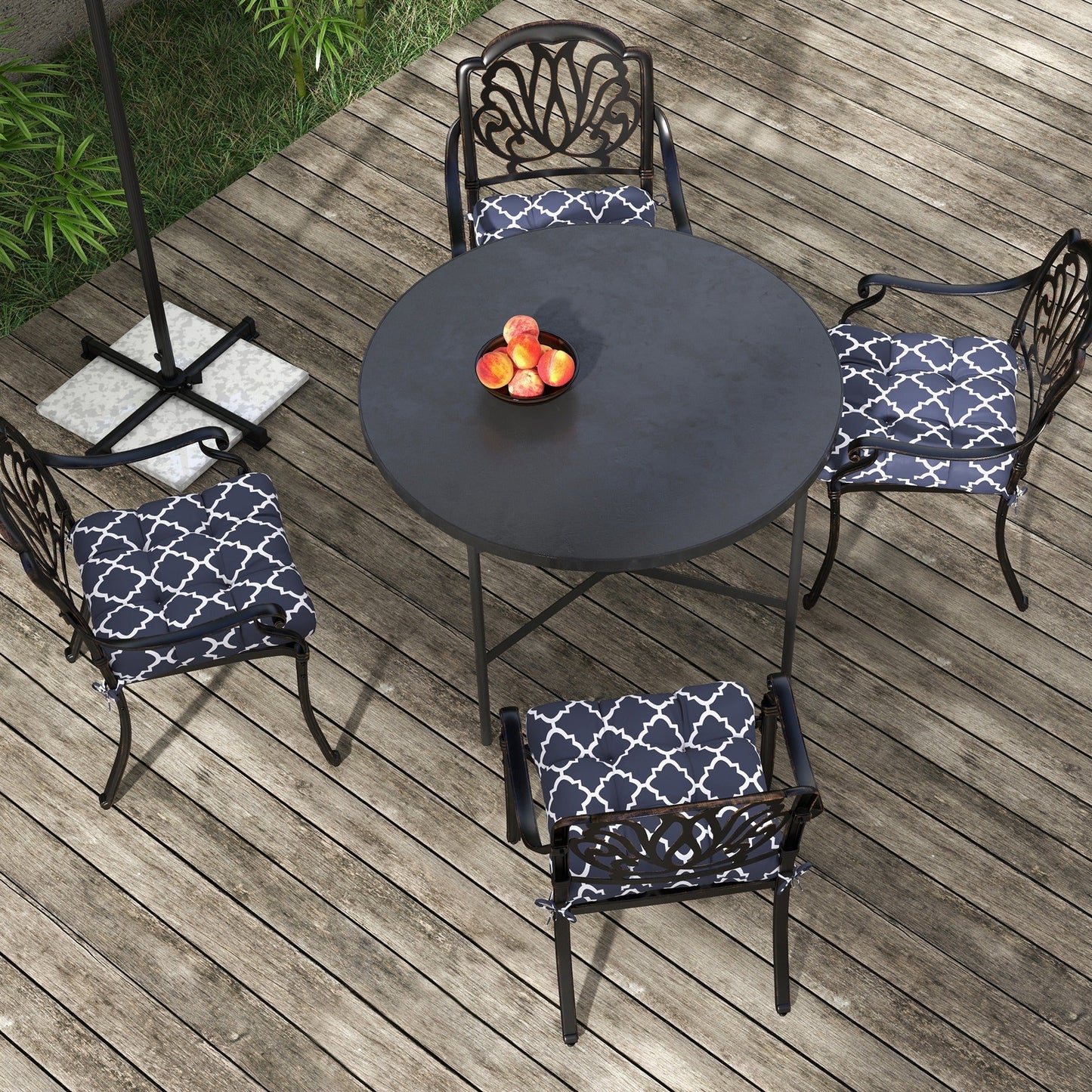 Set of 4 Outdoor Seat Cushions with Ties, Water Repellent Seat Pads for Dining Chair, Swing, Sofa, 48 x 48 x 10 cm, Blue
