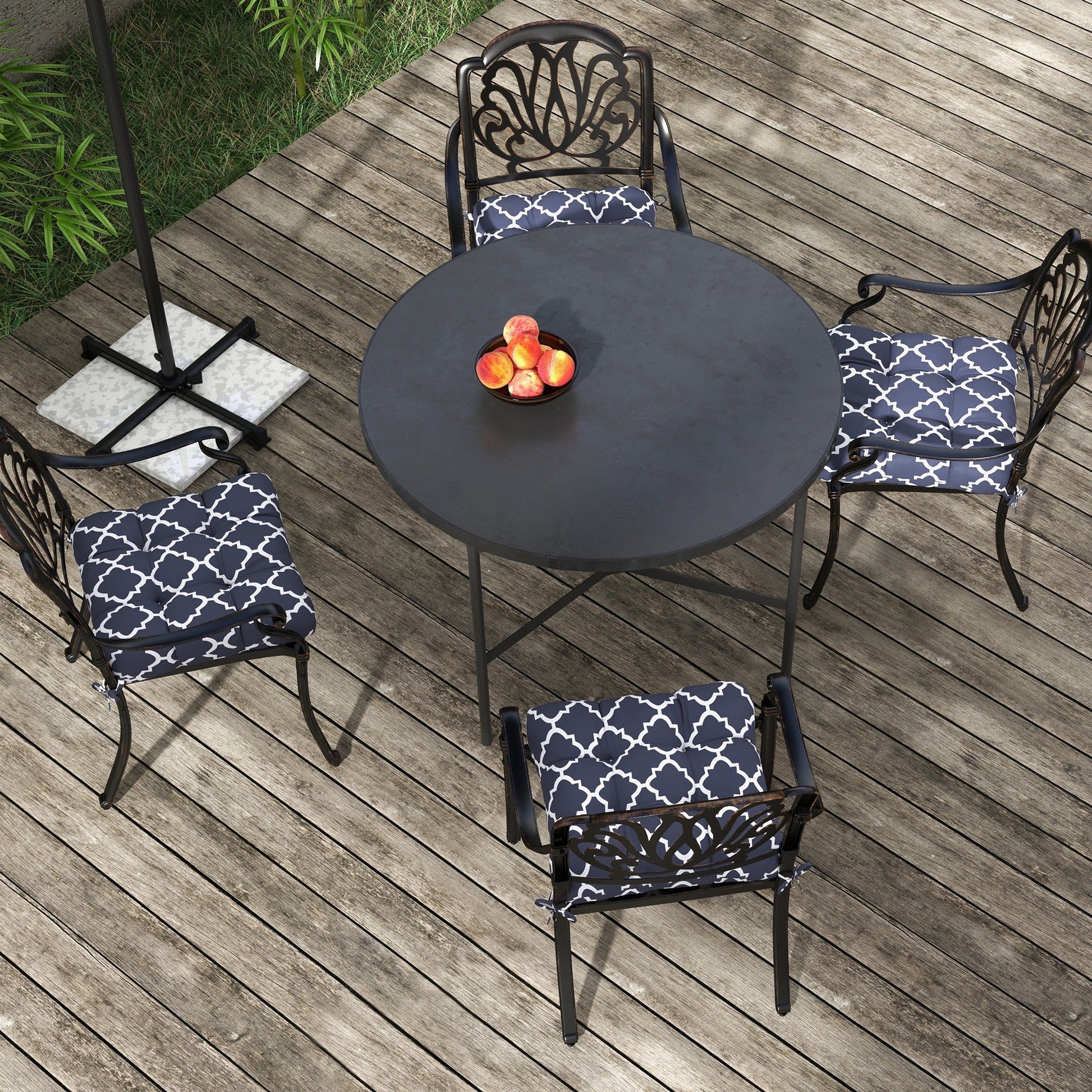 Set of 4 Outdoor Seat Cushions with Ties, Water Repellent Seat Pads for Dining Chair, Swing, Sofa, 48 x 48 x 10 cm, Blue