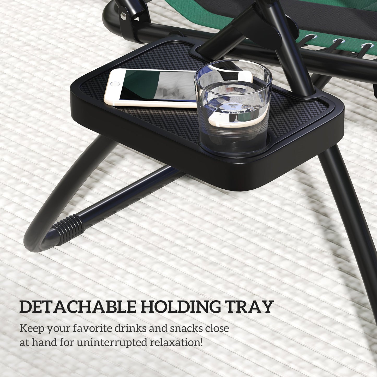 Zero Gravity Lounger Chair, Folding Reclining Patio Chair with Shade Cover, Padded Seat, Cup Holder, Soft Cushion and Headrest for Poolside, Camping, Green