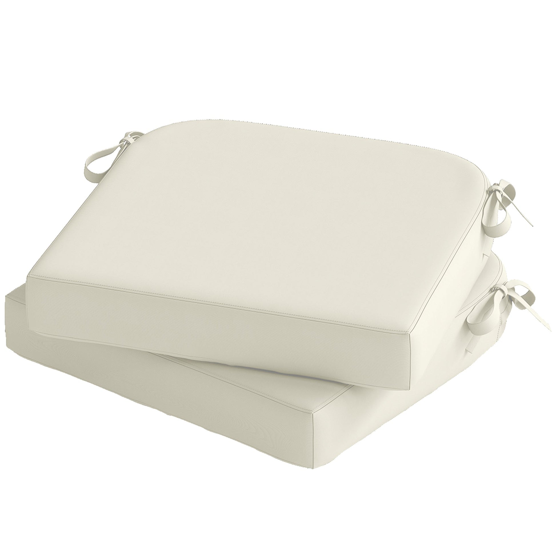 Outdoor Chair Seat Cushions Set of 2, Garden Chair Cushions with 7cm Thick Foam & Ties, Water Repellent and UV Resistant Covers for Patio Furniture 40x40cm, Cream White