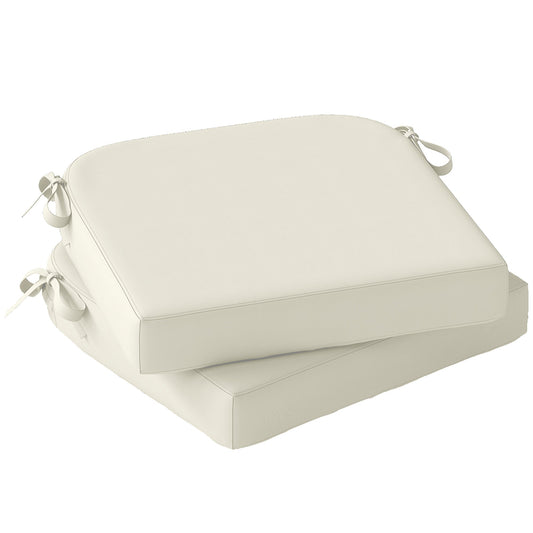 Outdoor Chair Seat Cushions Set of 2, Garden Chair Cushions with 7cm Thick Foam & Ties, Water Repellent and UV Resistant Covers for Patio Furniture 40x40cm, Cream White