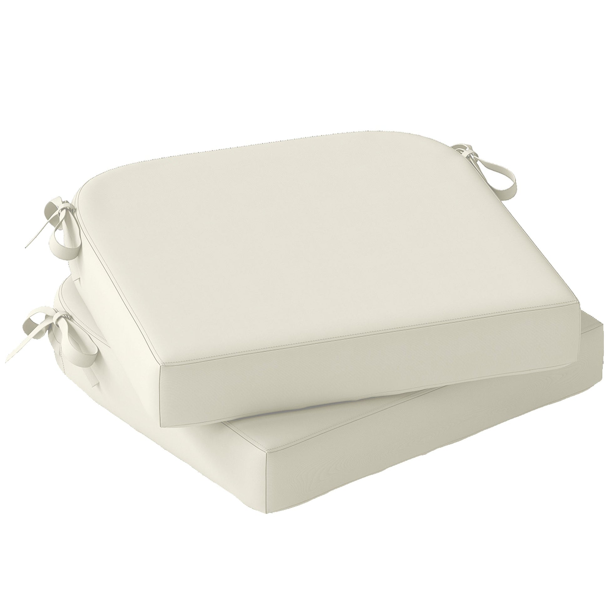 Outdoor Chair Seat Cushions Set of 2, Garden Chair Cushions with 7cm Thick Foam & Ties, Water Repellent and UV Resistant Covers for Patio Furniture 40x40cm, Cream White