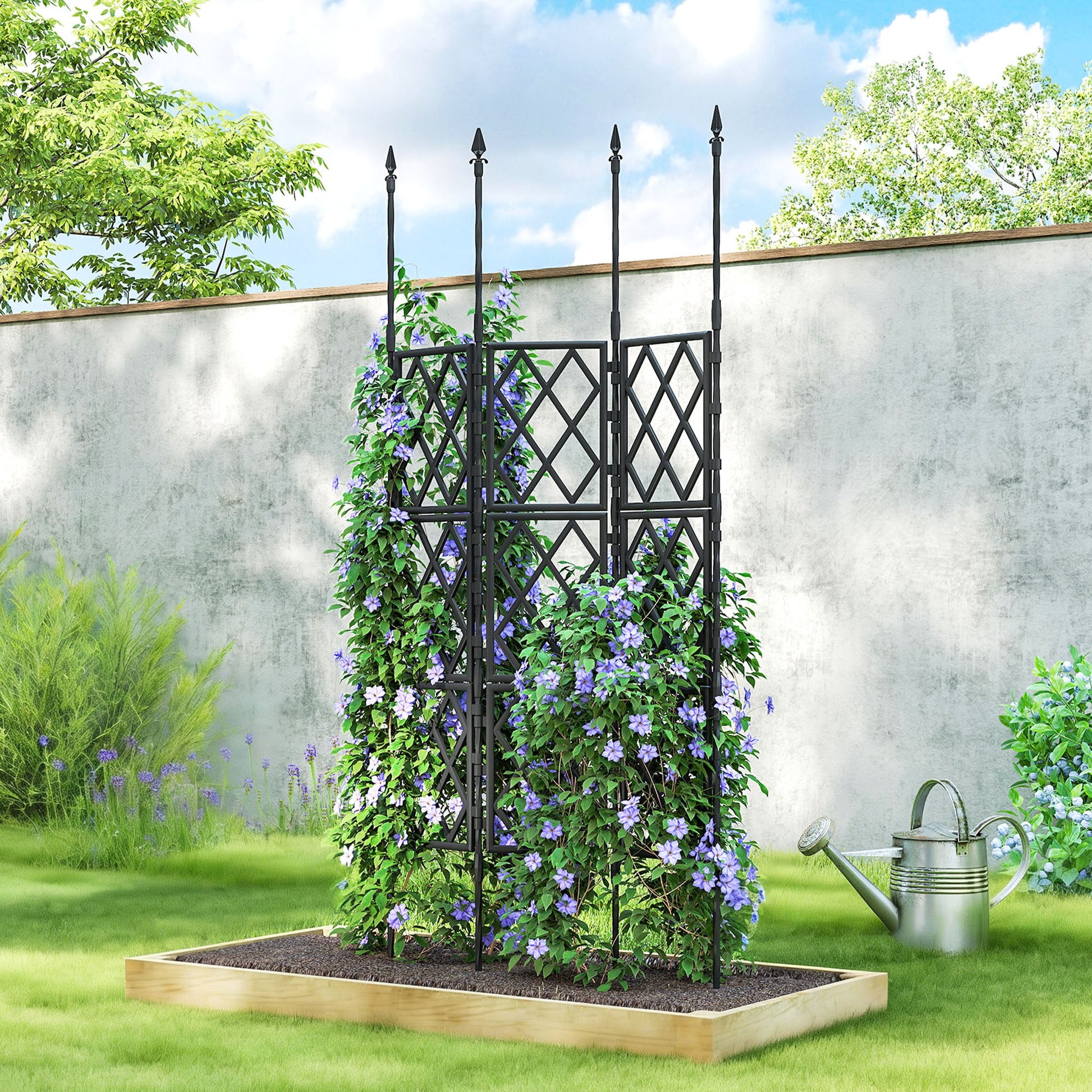 Foldable Garden Trellis, Lattice Climbing Support Trellis for Garden, DIY Assembly for Vines, Vegetables, Flowers, Fruits, 85 x 197 cm, Black