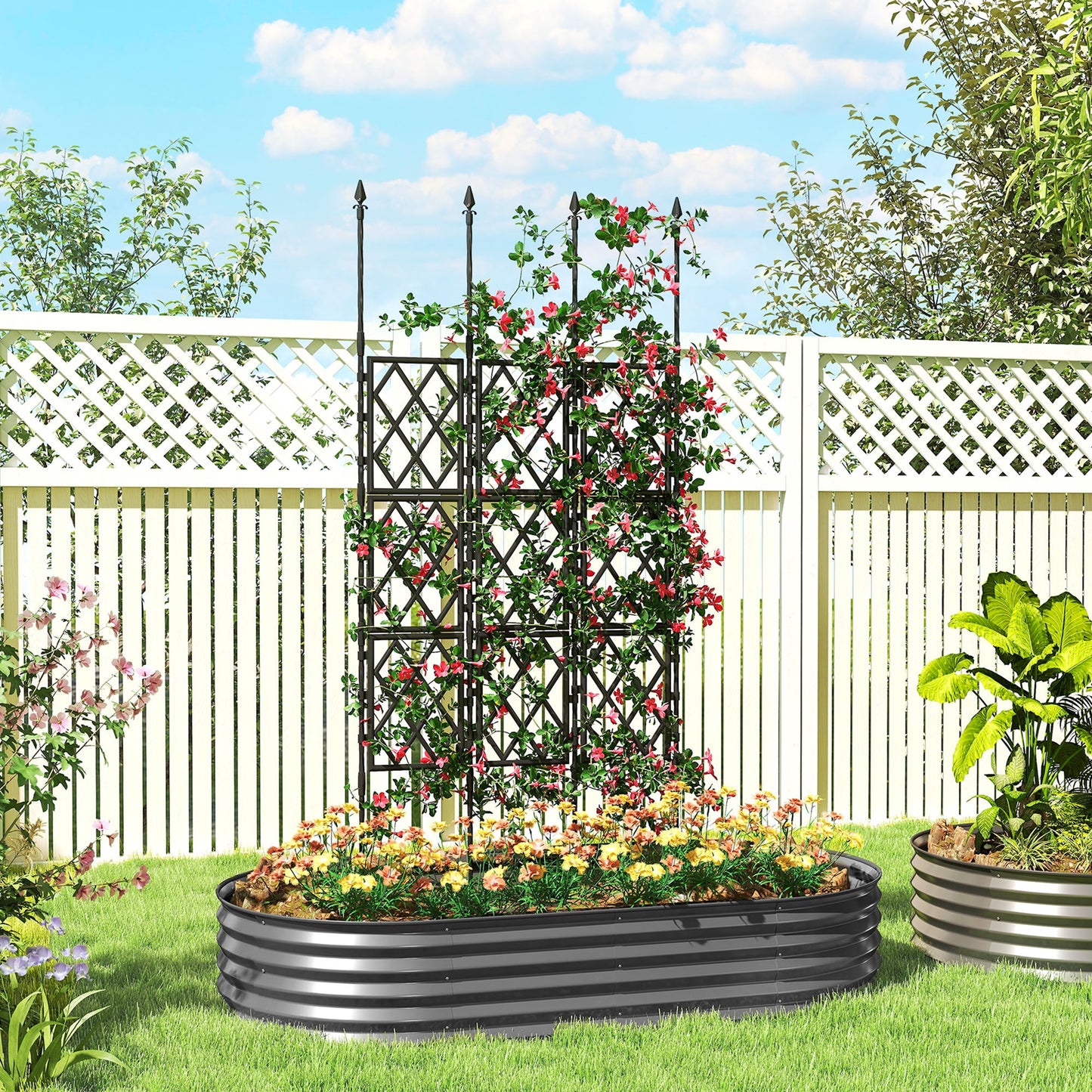 Foldable Garden Trellis, Lattice Climbing Support Trellis for Garden, DIY Assembly for Vines, Vegetables, Flowers, Fruits, 85 x 197 cm, Black