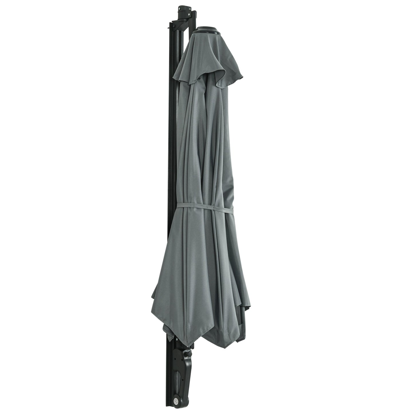 2.5m Wall Mounted Parasol, Hand to Push Outdoor Patio Umbrella with 180 Degree Rotatable Canopy for Porch, Deck, Garden, 250 cm, Grey