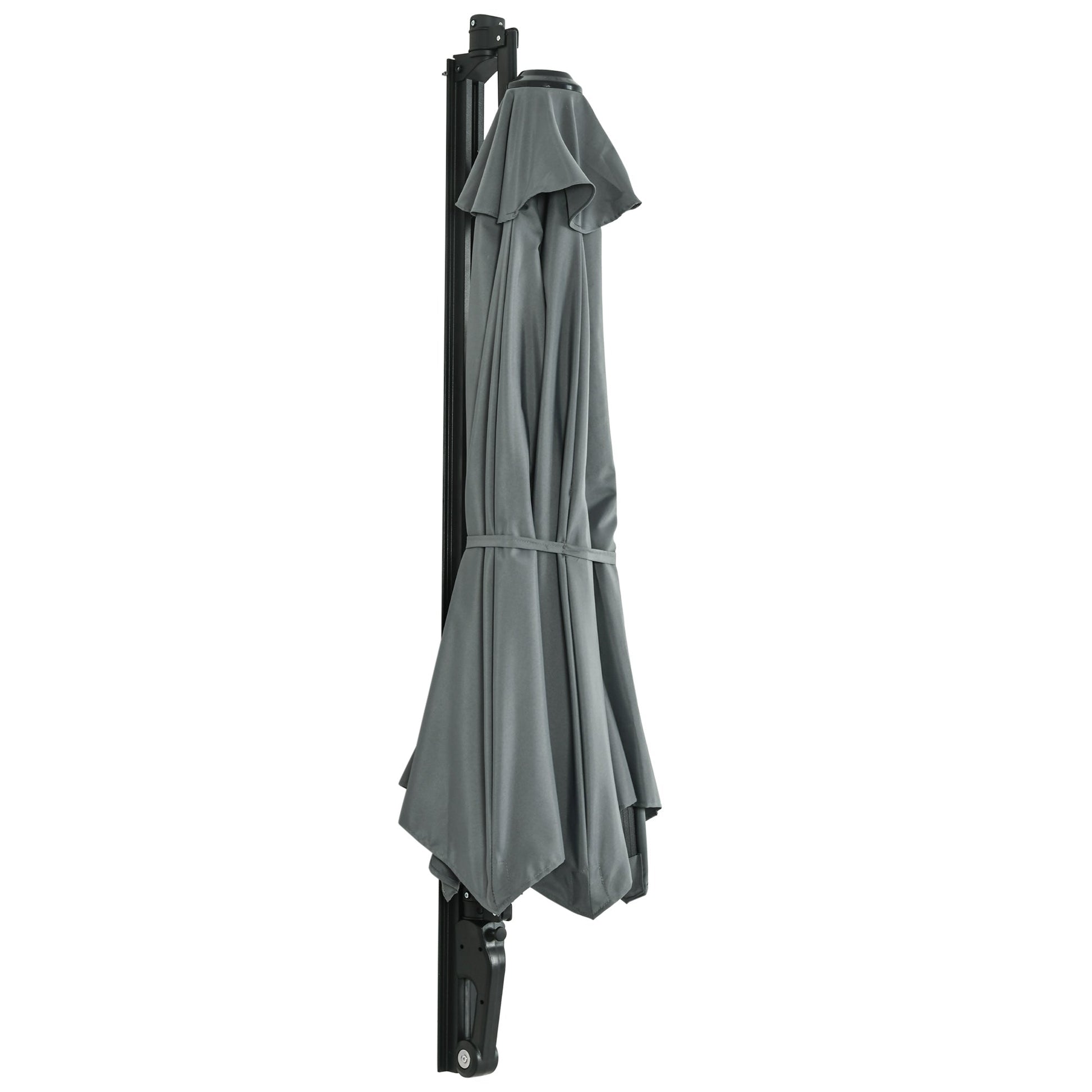 2.5m Wall Mounted Parasol, Hand to Push Outdoor Patio Umbrella with 180 Degree Rotatable Canopy for Porch, Deck, Garden, 250 cm, Grey