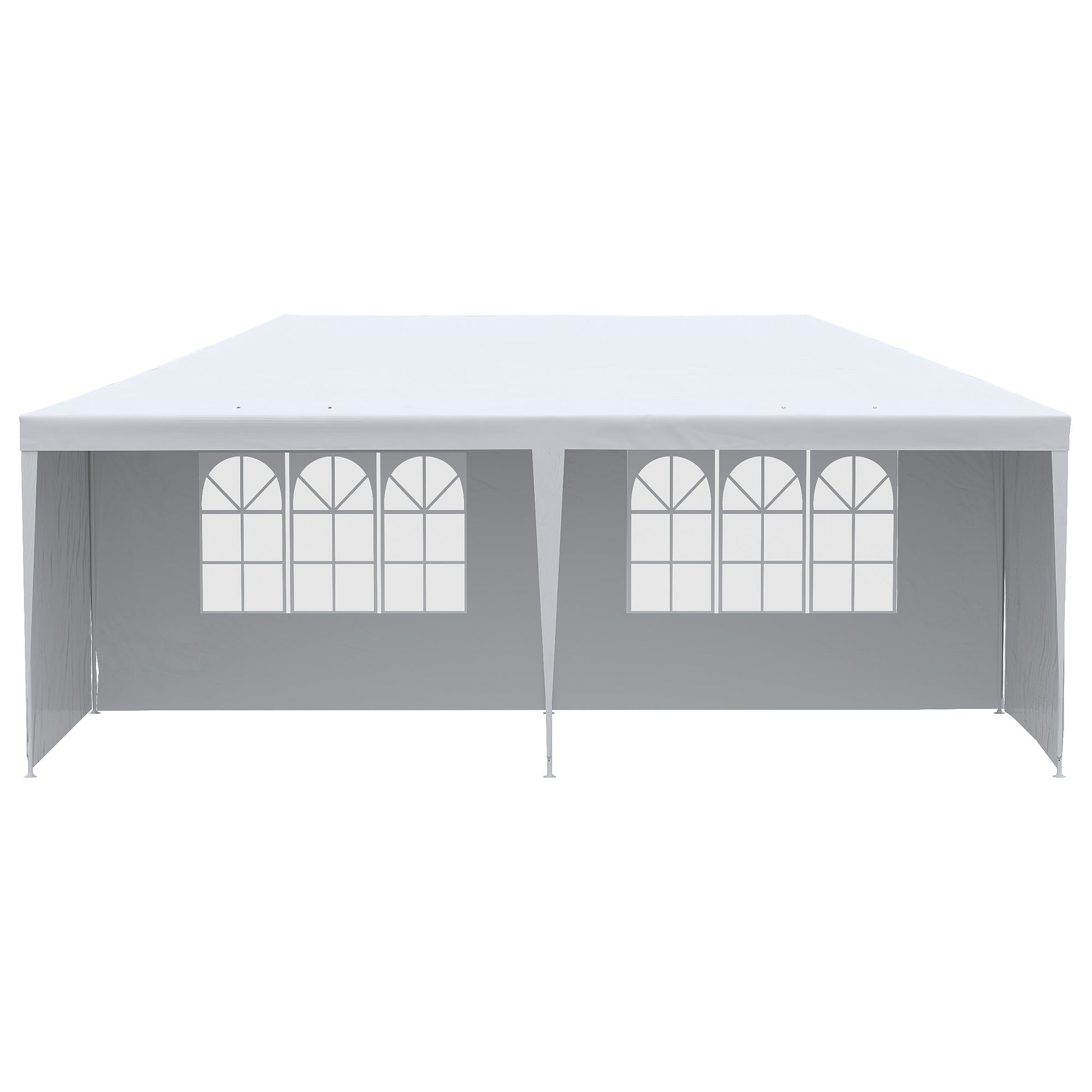 6 x 3 m Party Tent Gazebo Marquee Outdoor Patio Canopy Shelter with Windows and Side Panels White