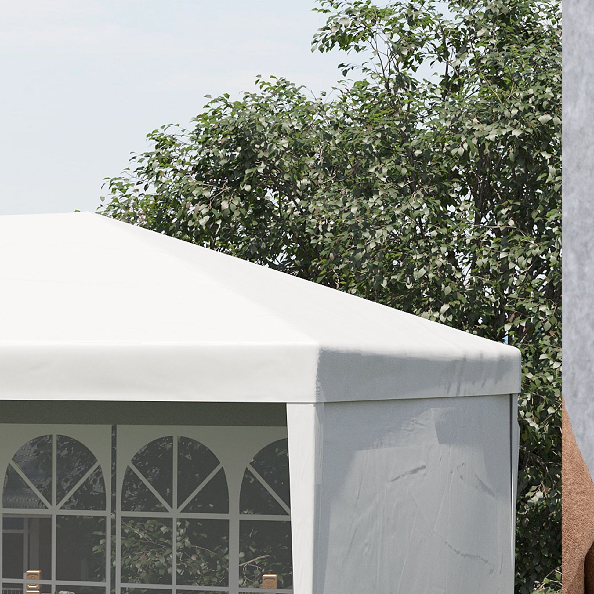 6 x 3 m Party Tent Gazebo Marquee Outdoor Patio Canopy Shelter with Windows and Side Panels White