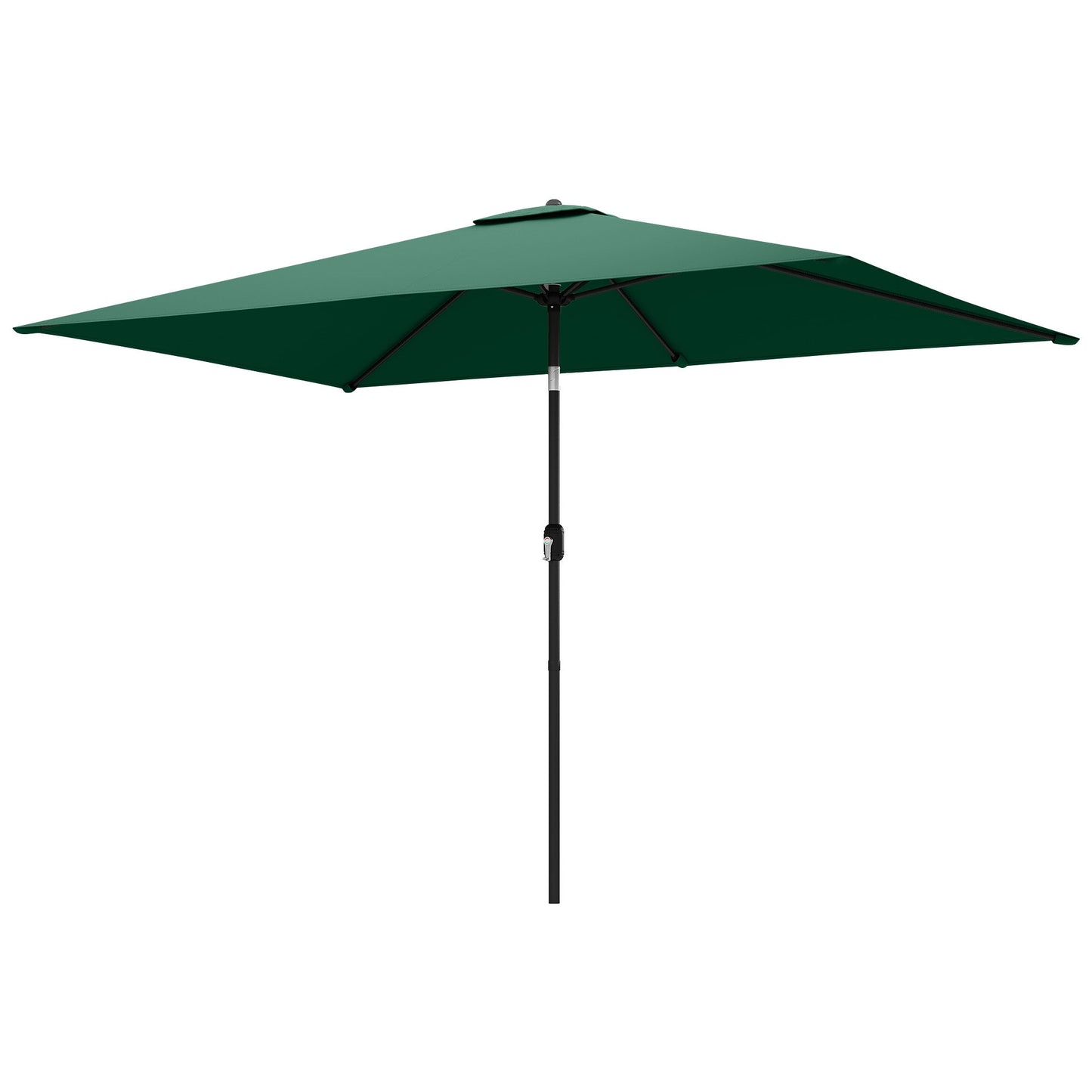 3x2m Garden Parasol, Parasol Umbrella with Crank Handle, Tilt Function, Polyester Canopy, Outdoor Table Umbrella for Patio, Garden, Green