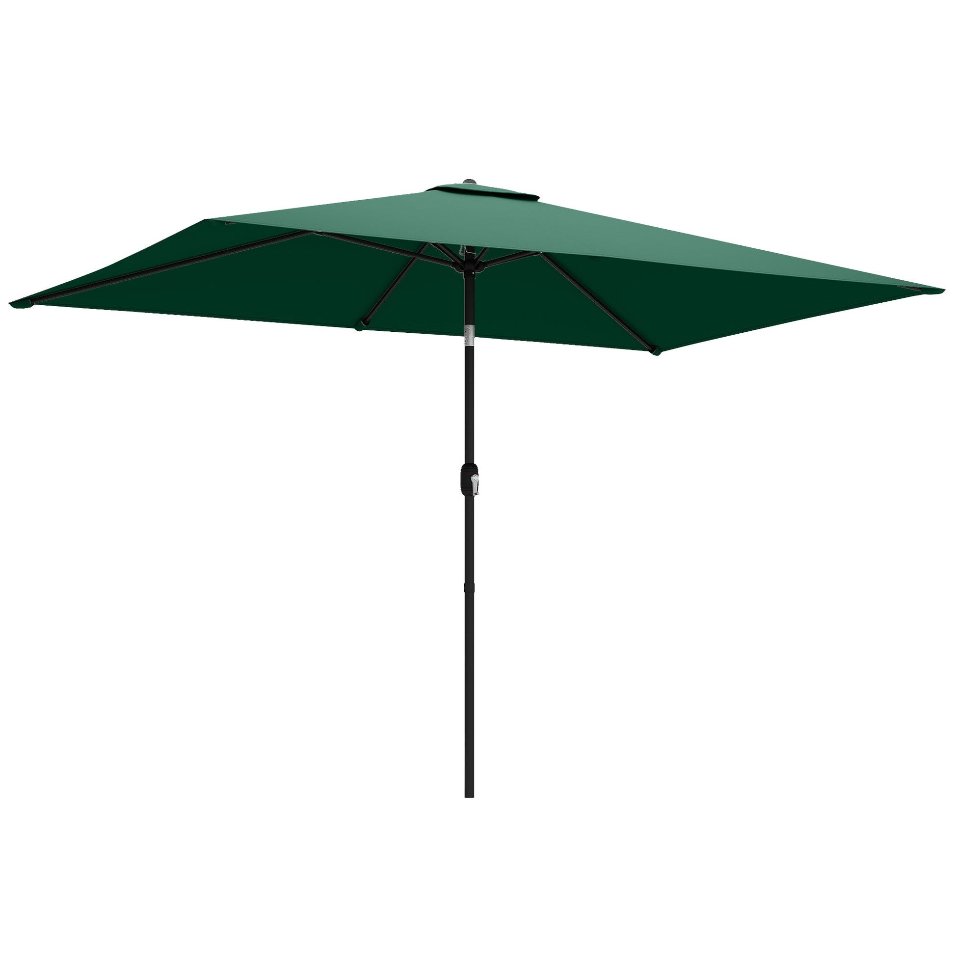 3x2m Garden Parasol, Parasol Umbrella with Crank Handle, Tilt Function, Polyester Canopy, Outdoor Table Umbrella for Patio, Garden, Green