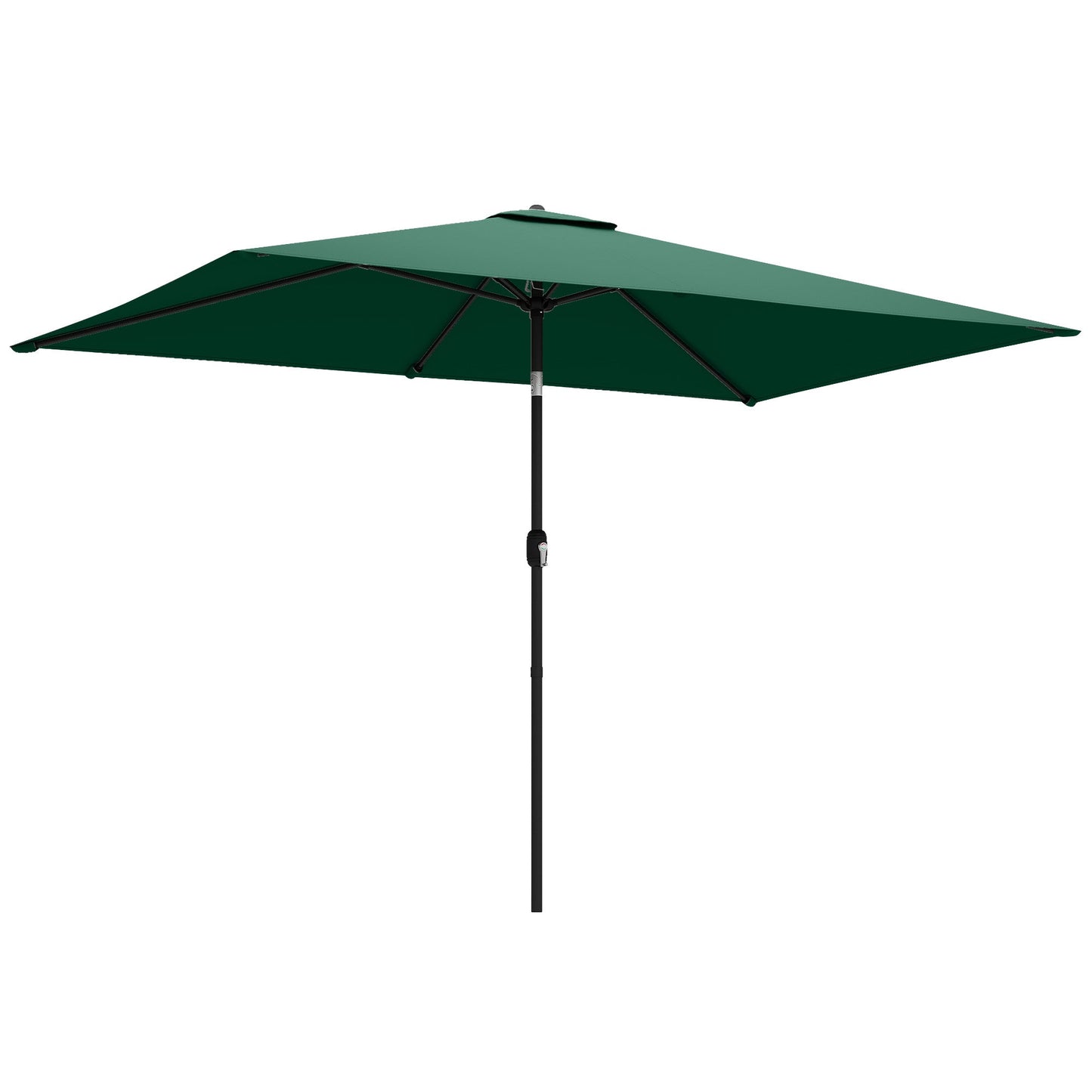 3x2m Garden Parasol, Parasol Umbrella with Crank Handle, Tilt Function, Polyester Canopy, Outdoor Table Umbrella for Patio, Garden, Green