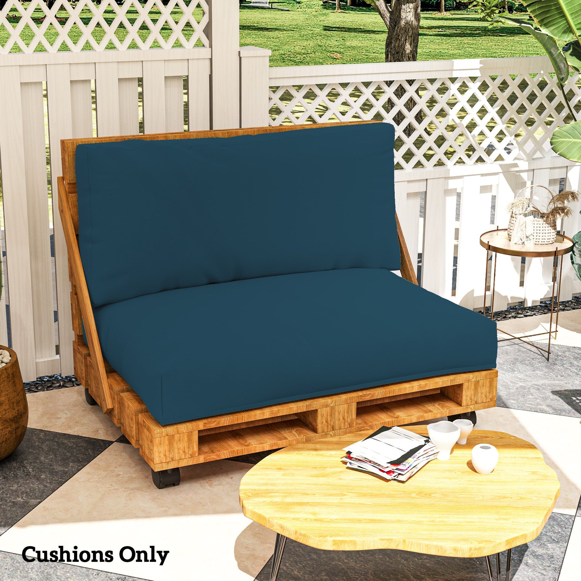 2 Seater Pallet Furniture Cushions Pallet Cushions, UPF20+ 220gsm Fabric, 20 cm Thick Outdoor Seat Pads, Navy Blue