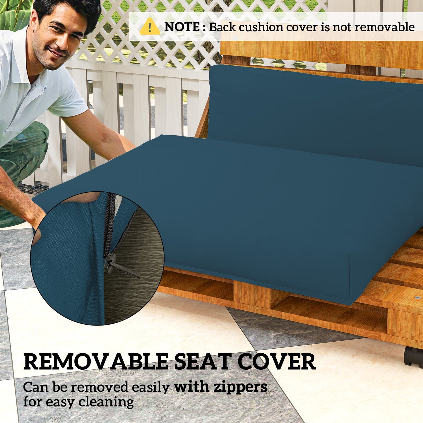 2 Seater Pallet Furniture Cushions Pallet Cushions, UPF20+ 220gsm Fabric, 20 cm Thick Outdoor Seat Pads, Navy Blue