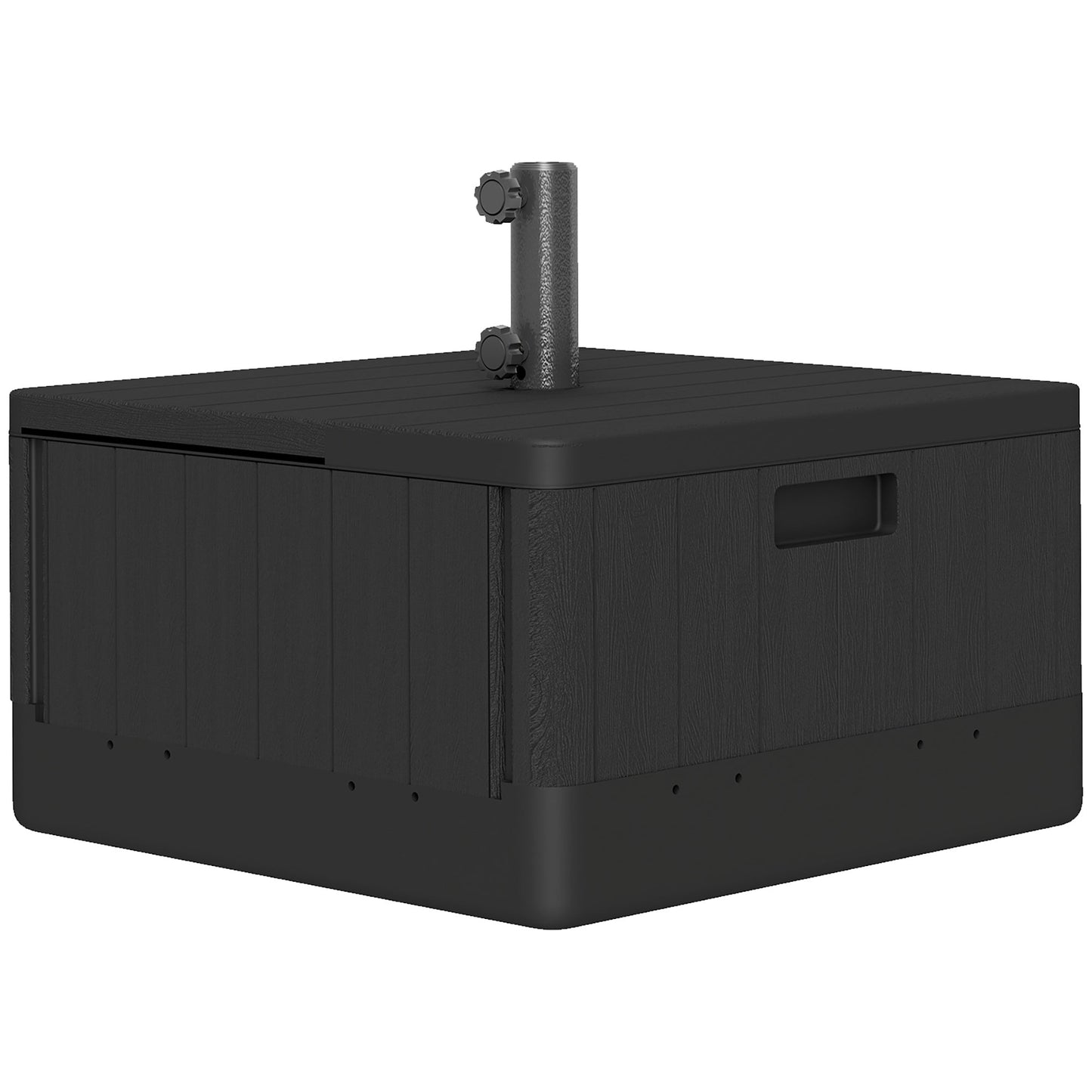 Garden Parasol Base Outdoor Umbrella Stand with Wheels Handles, Garden Umbrella Base, Filled Up to 80kg with Stand or 50kg with Water for 38, 48 mm Poles, Black