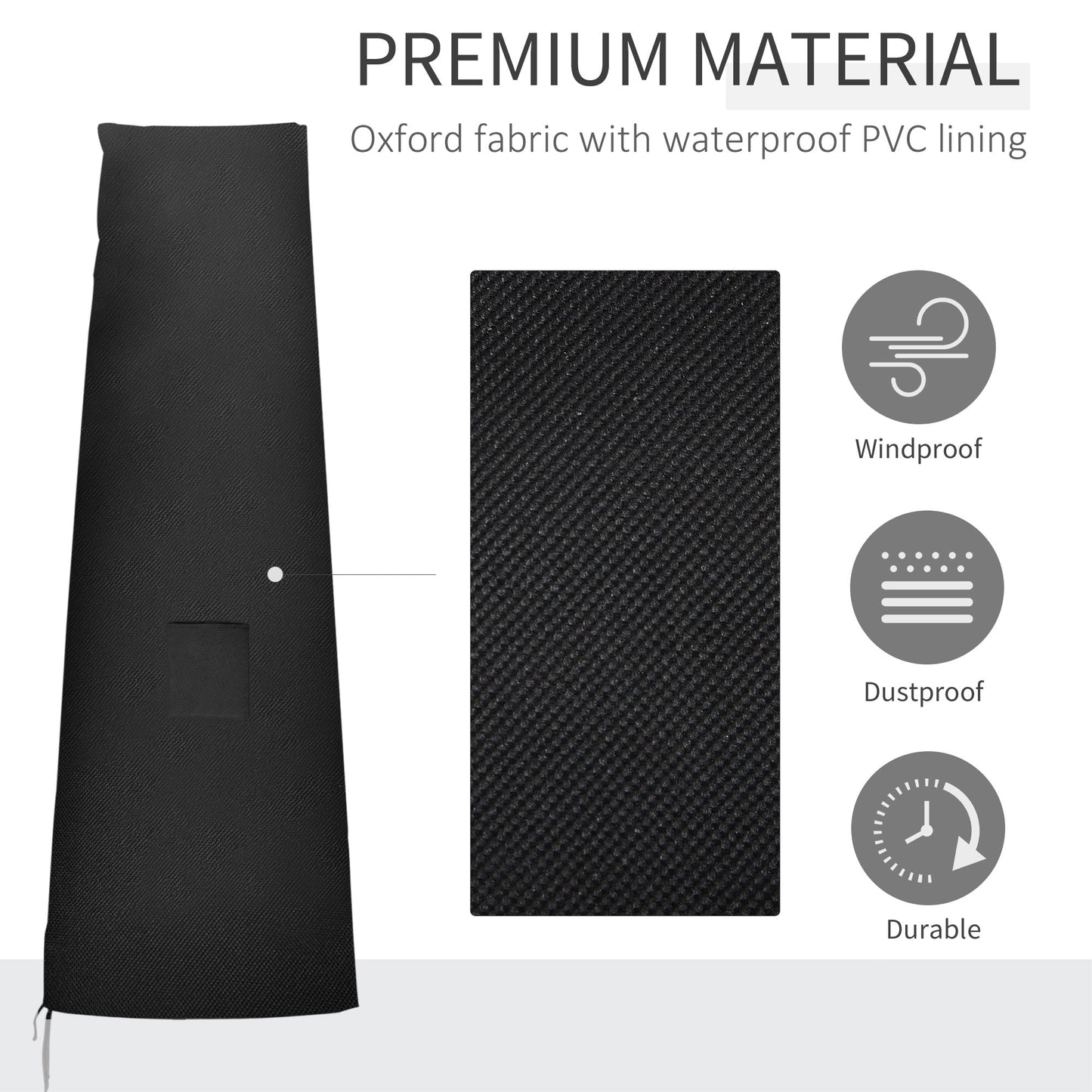 Garden Parasol Cover Waterproof Outdoor Cantilever Banana Umbrella Protector 300D Oxford Fabric 240 x 48/70 cm
