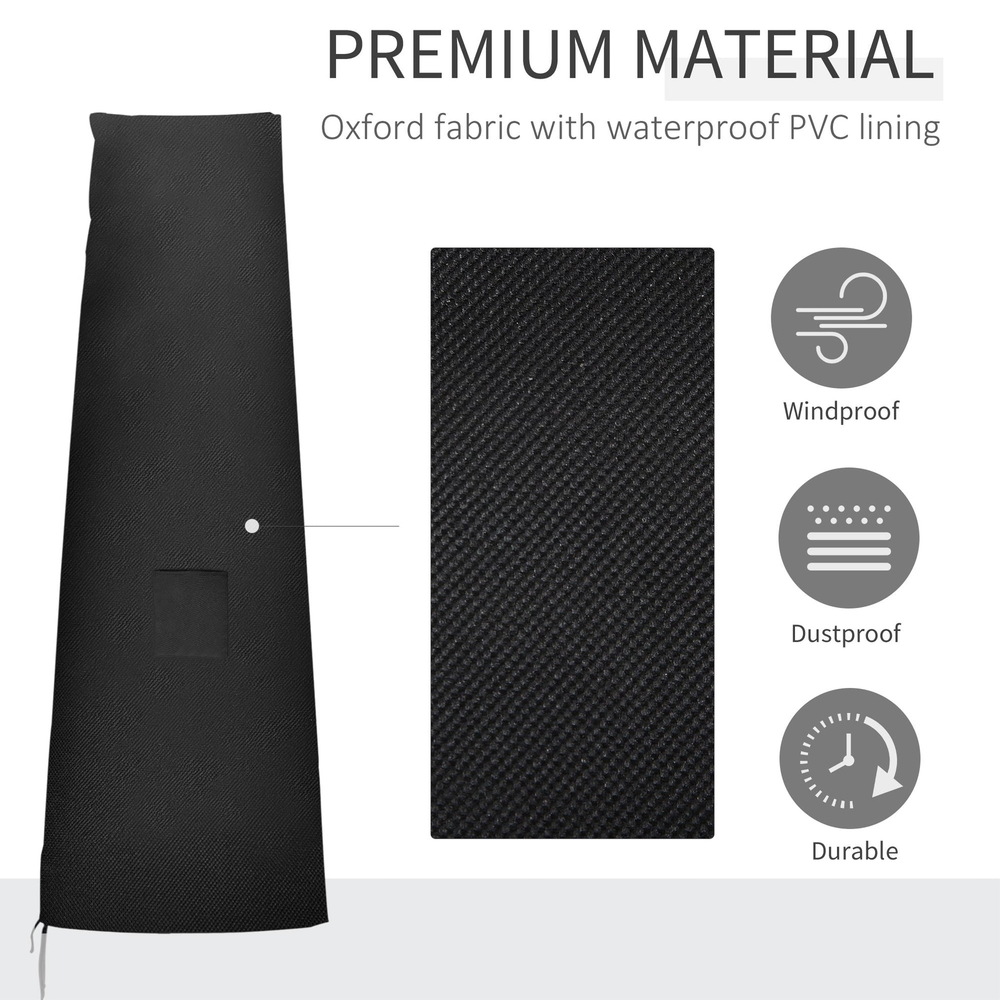 Garden Parasol Cover Waterproof Outdoor Cantilever Banana Umbrella Protector 300D Oxford Fabric 240 x 48/70 cm