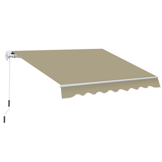 2.5m x 2m Garden Patio Manual Awning Canopy Sun Shade Shelter Retractable with Winding Handle Khaki