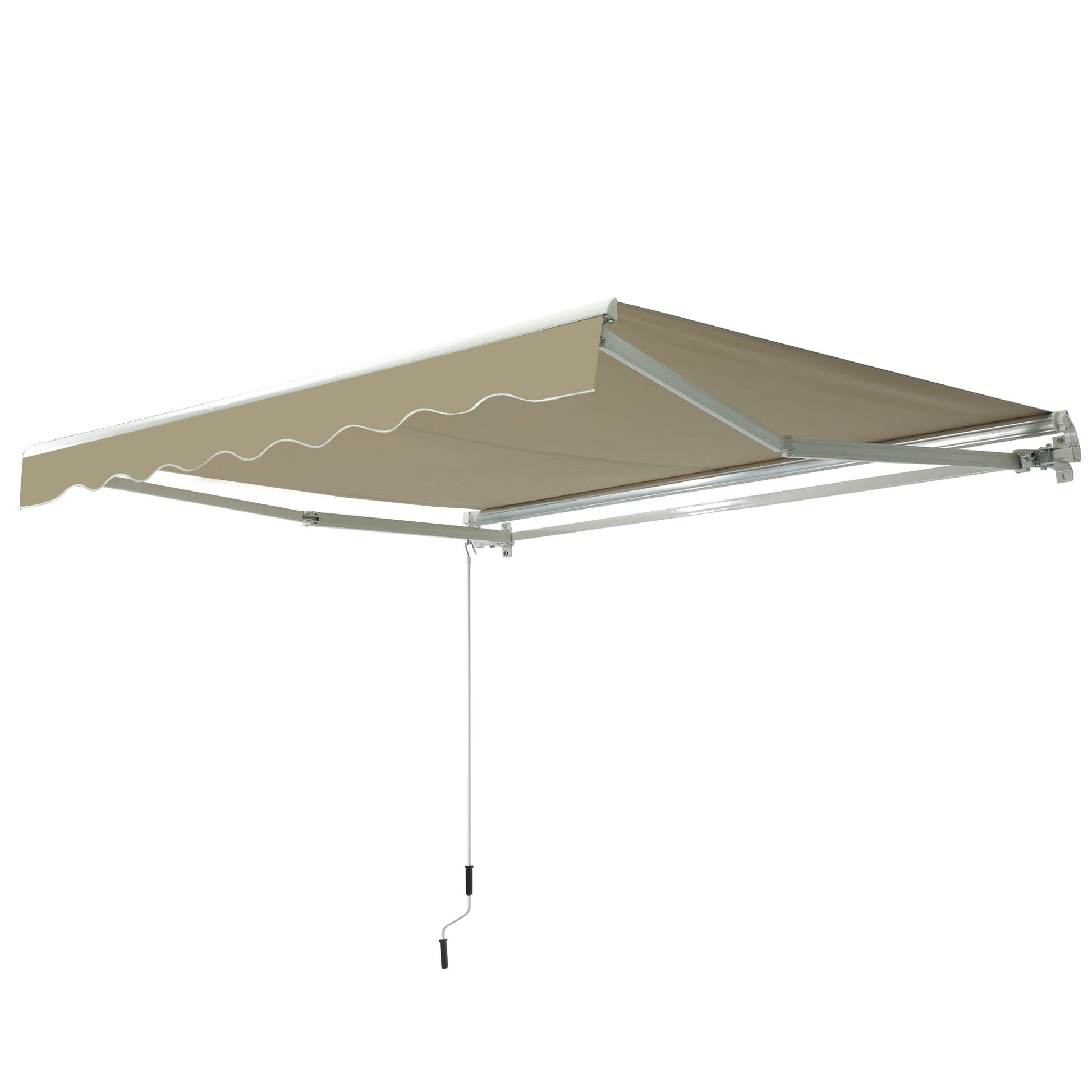 2.5m x 2m Garden Patio Manual Awning Canopy Sun Shade Shelter Retractable with Winding Handle Khaki