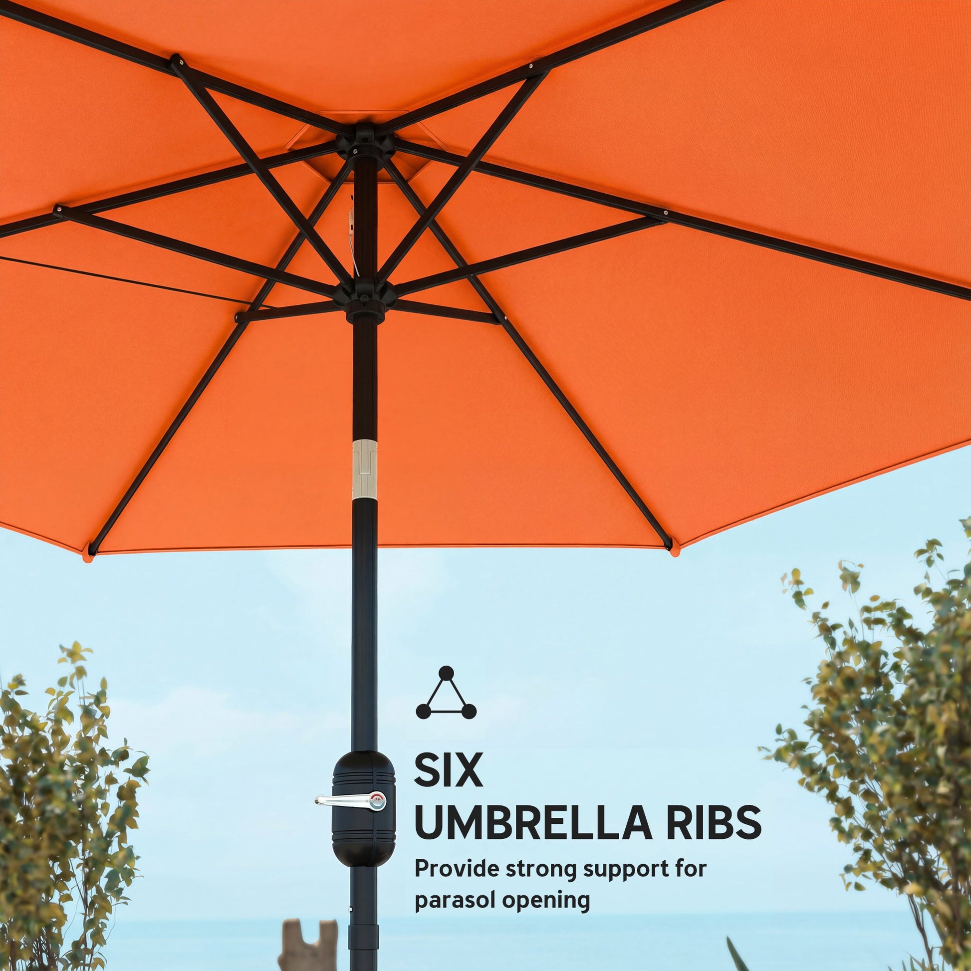 2.6 m Garden Parasol Umbrella with Aluminium Pole, Outdoor Table Market Patio Umbrella Sun Shade with Tilt and Crank, Vent, Orange