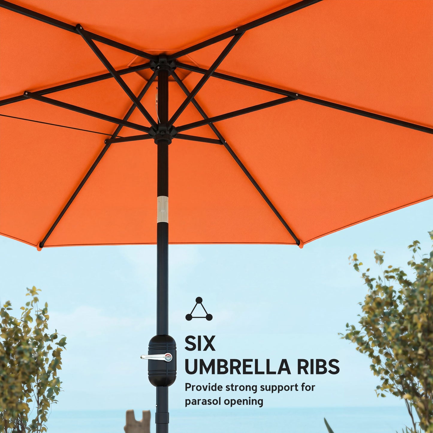 2.6 m Garden Parasol Umbrella with Aluminium Pole, Outdoor Table Market Patio Umbrella Sun Shade with Tilt and Crank, Vent, Orange