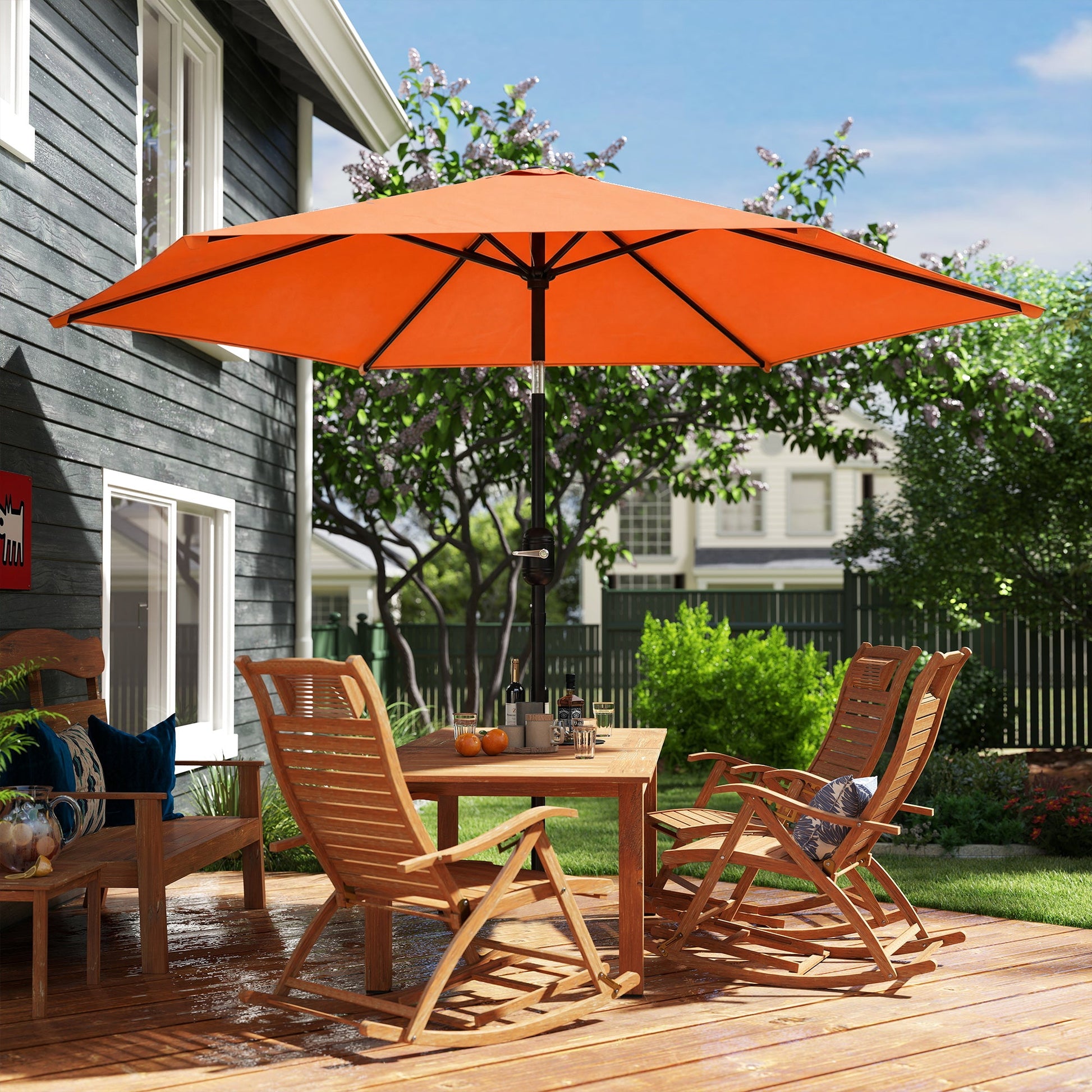 2.6 m Garden Parasol Umbrella with Aluminium Pole, Outdoor Table Market Patio Umbrella Sun Shade with Tilt and Crank, Vent, Orange