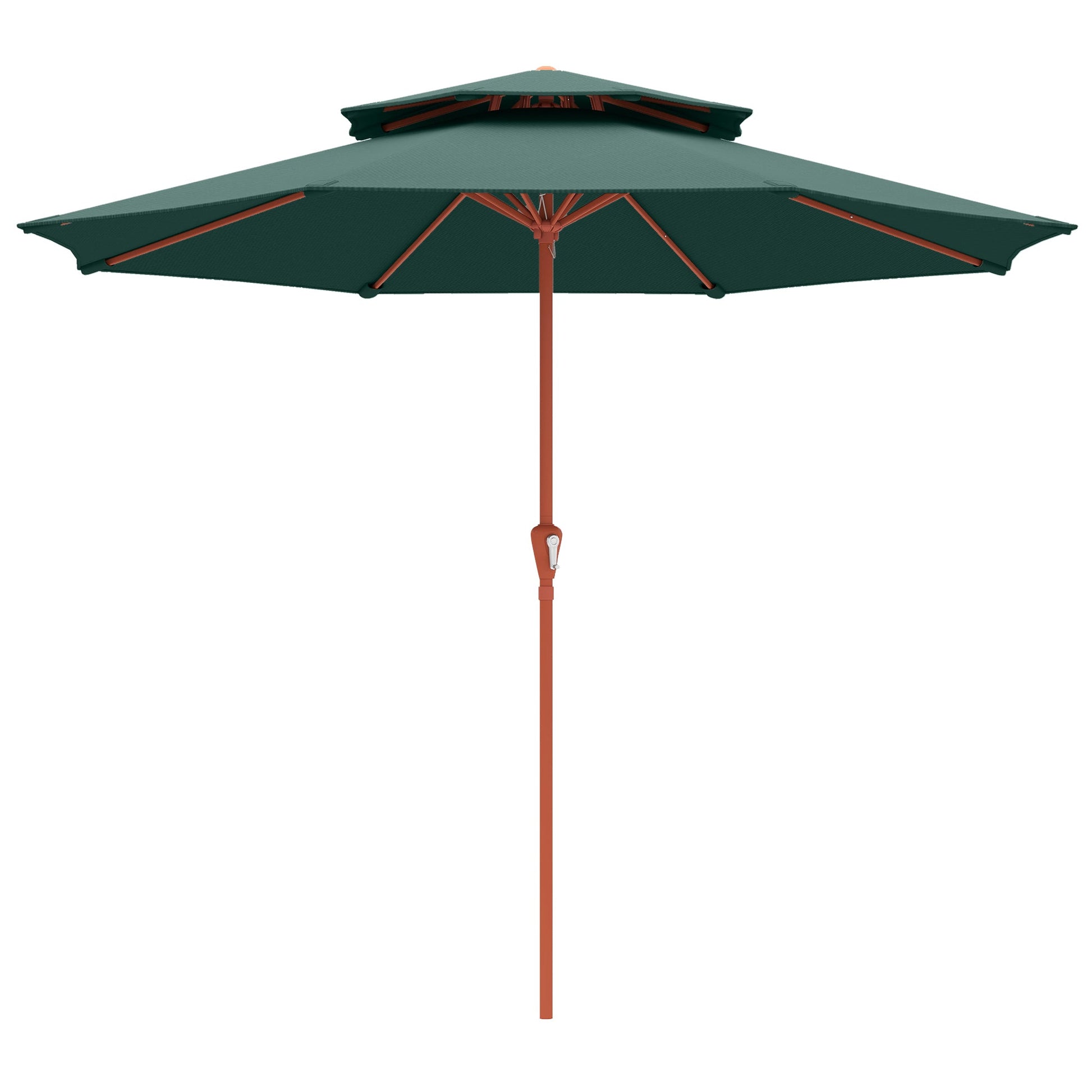 Patio Umbrella with Crank, Double Top Outdoor Market Table Umbrella for Garden, Patio,104'' x 104'', Green