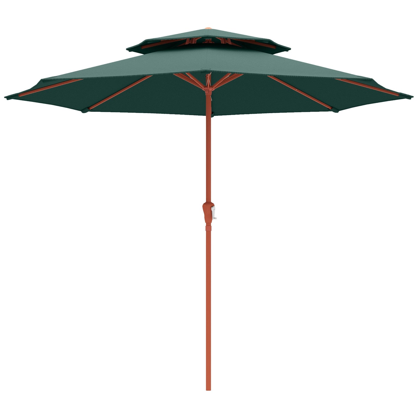 Patio Umbrella with Crank, Double Top Outdoor Market Table Umbrella for Garden, Patio,104'' x 104'', Green