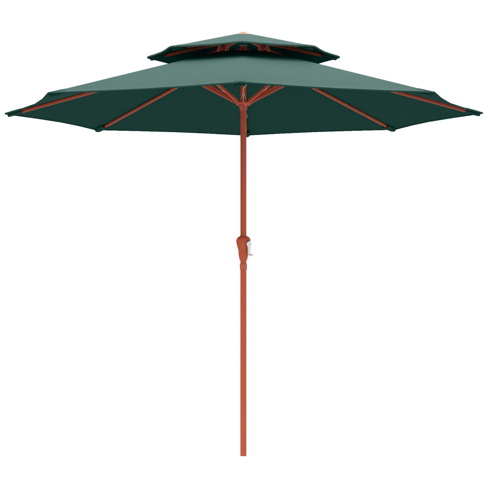 Patio Umbrella with Crank, Double Top Outdoor Market Table Umbrella for Garden, Patio,104'' x 104'', Green