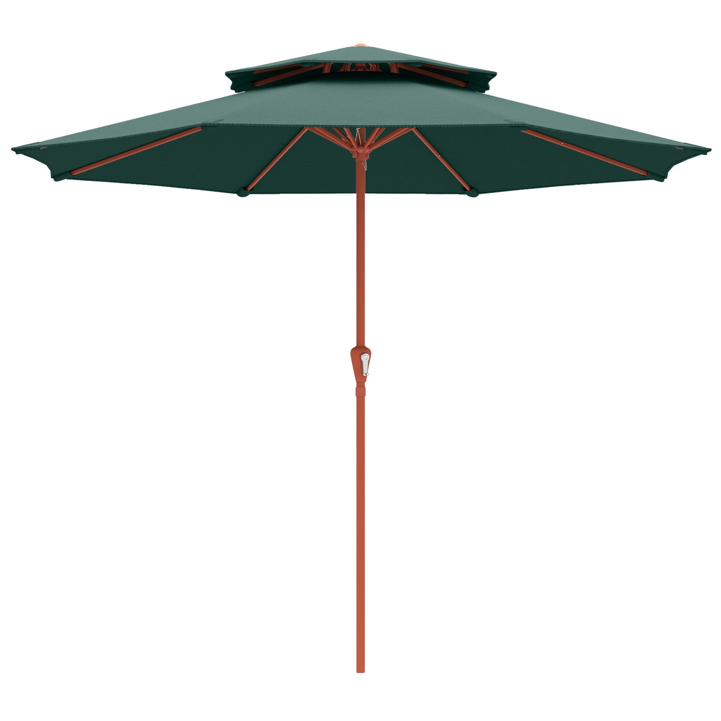 Patio Umbrella with Crank, Double Top Outdoor Market Table Umbrella for Garden, Patio,104'' x 104'', Green