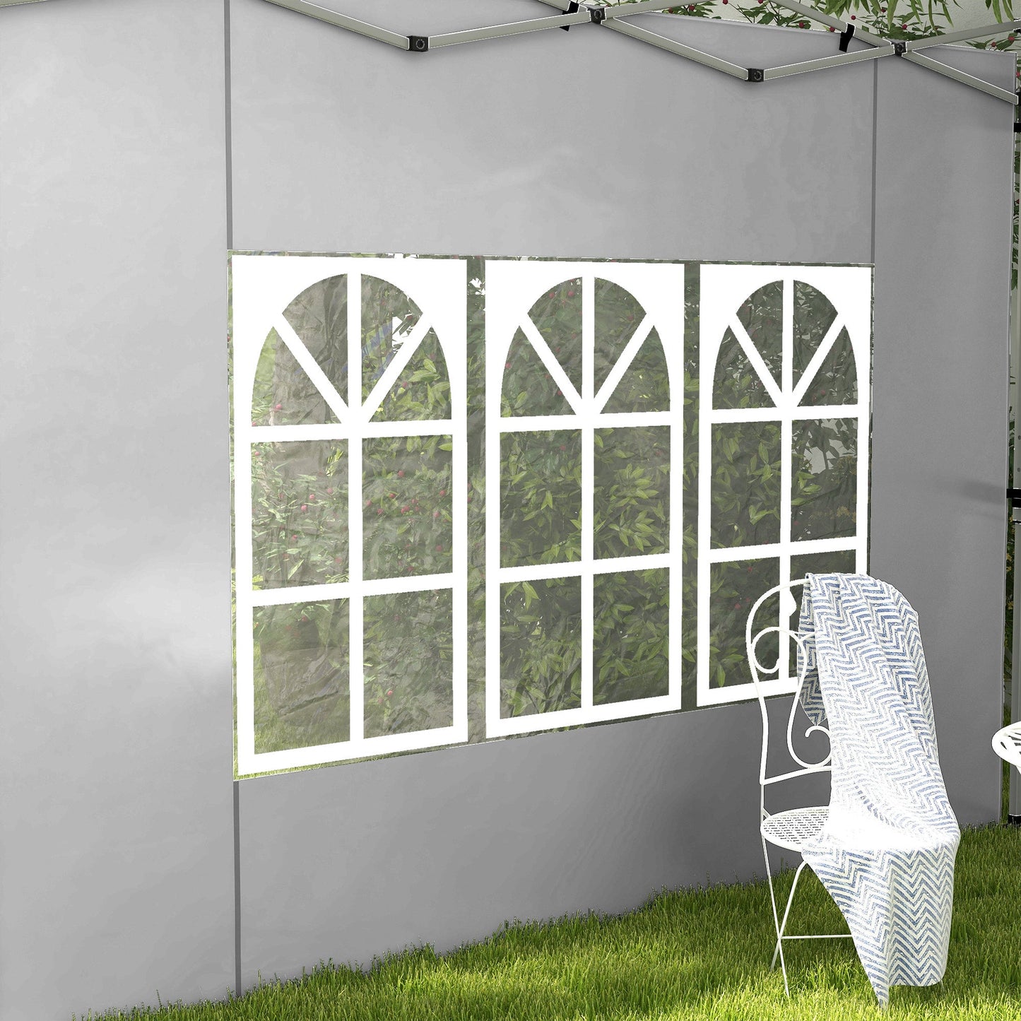 Gazebo Side Panels with Window for 3x3(m) or 3x4m Pop Up Gazebo, 2 Pack Sides Replacement, Grey