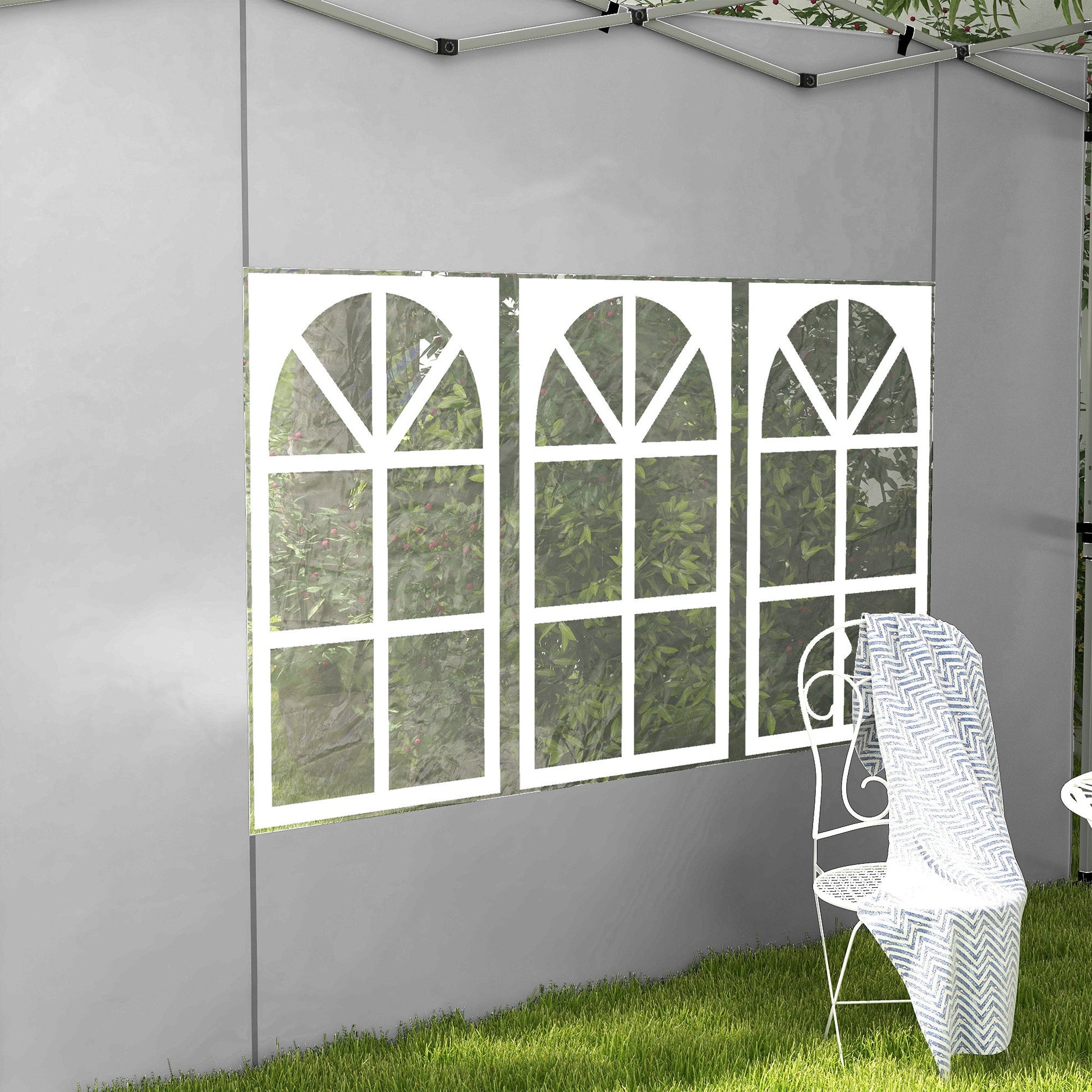 Gazebo Side Panels with Window for 3x3(m) or 3x4m Pop Up Gazebo, 2 Pack Sides Replacement, Grey