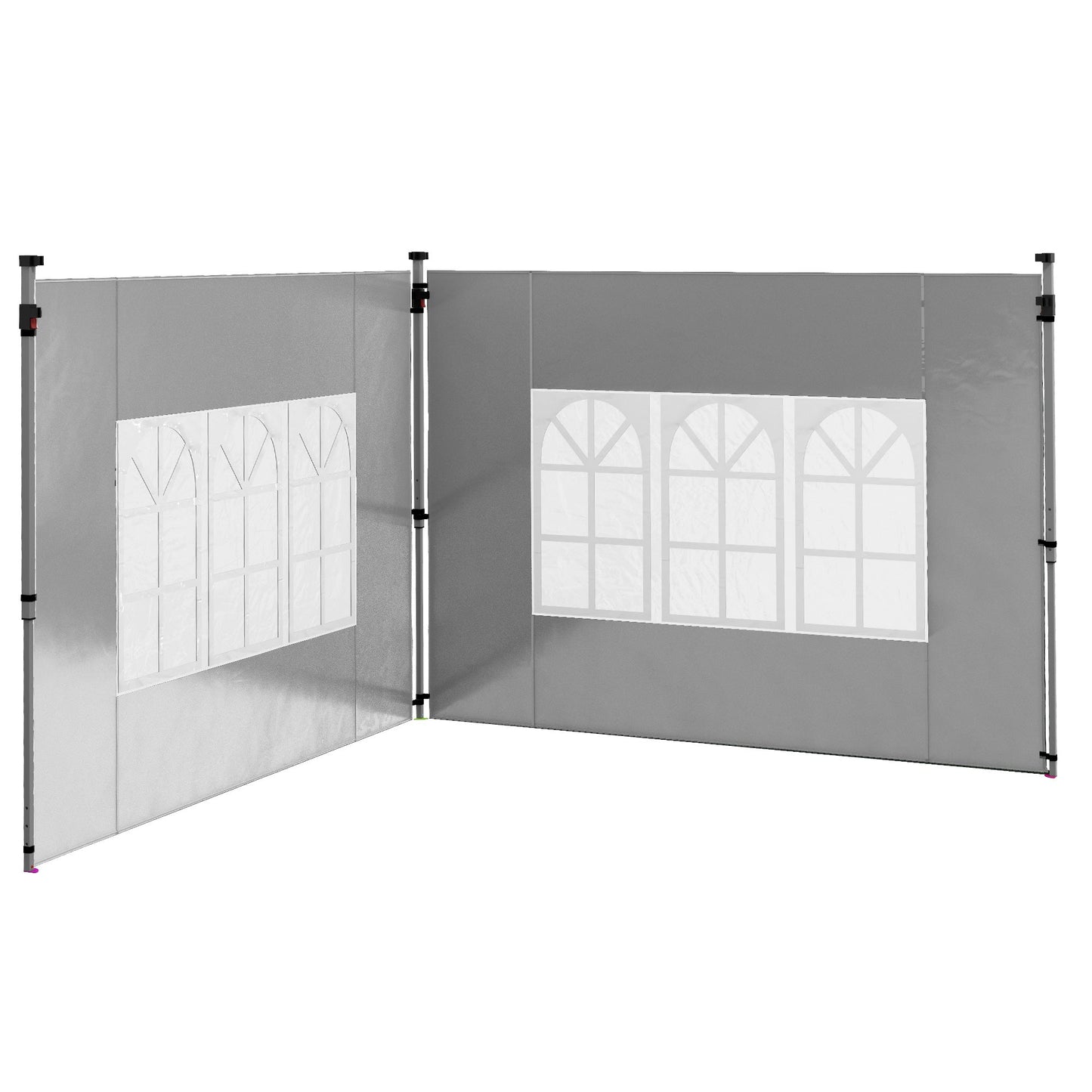 Gazebo Side Panels with Window for 3x3(m) or 3x4m Pop Up Gazebo, 2 Pack Sides Replacement, Grey