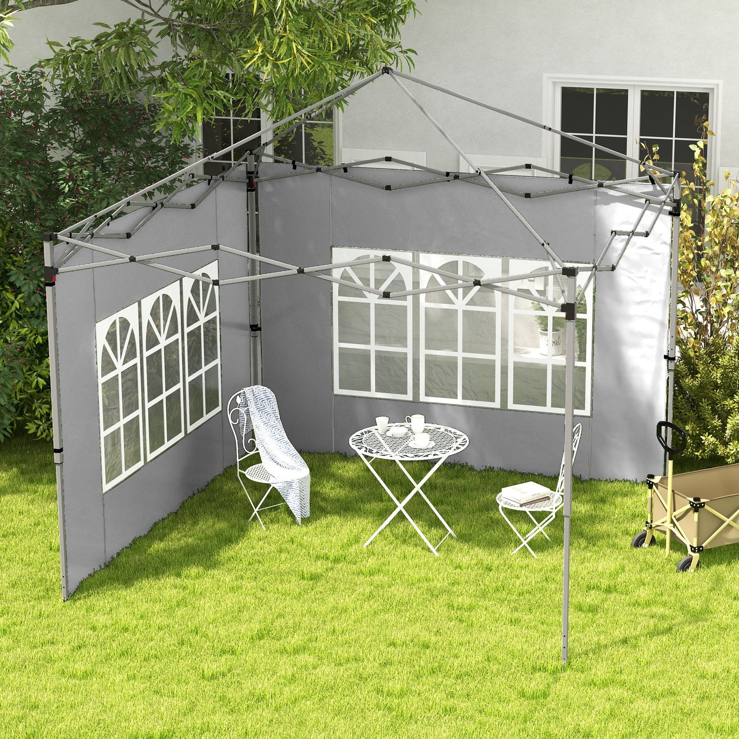 Gazebo Side Panels with Window for 3x3(m) or 3x4m Pop Up Gazebo, 2 Pack Sides Replacement, Grey