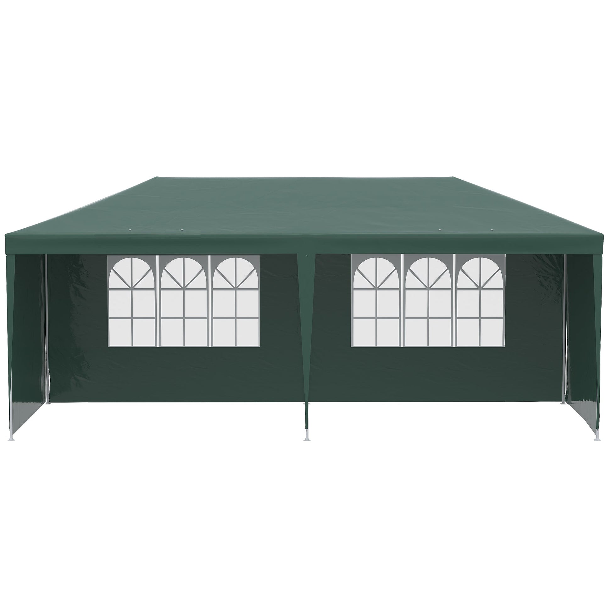 6 x 3 m Party Tent Gazebo Marquee Outdoor Patio Canopy Shelter with Windows and Side Panels Green