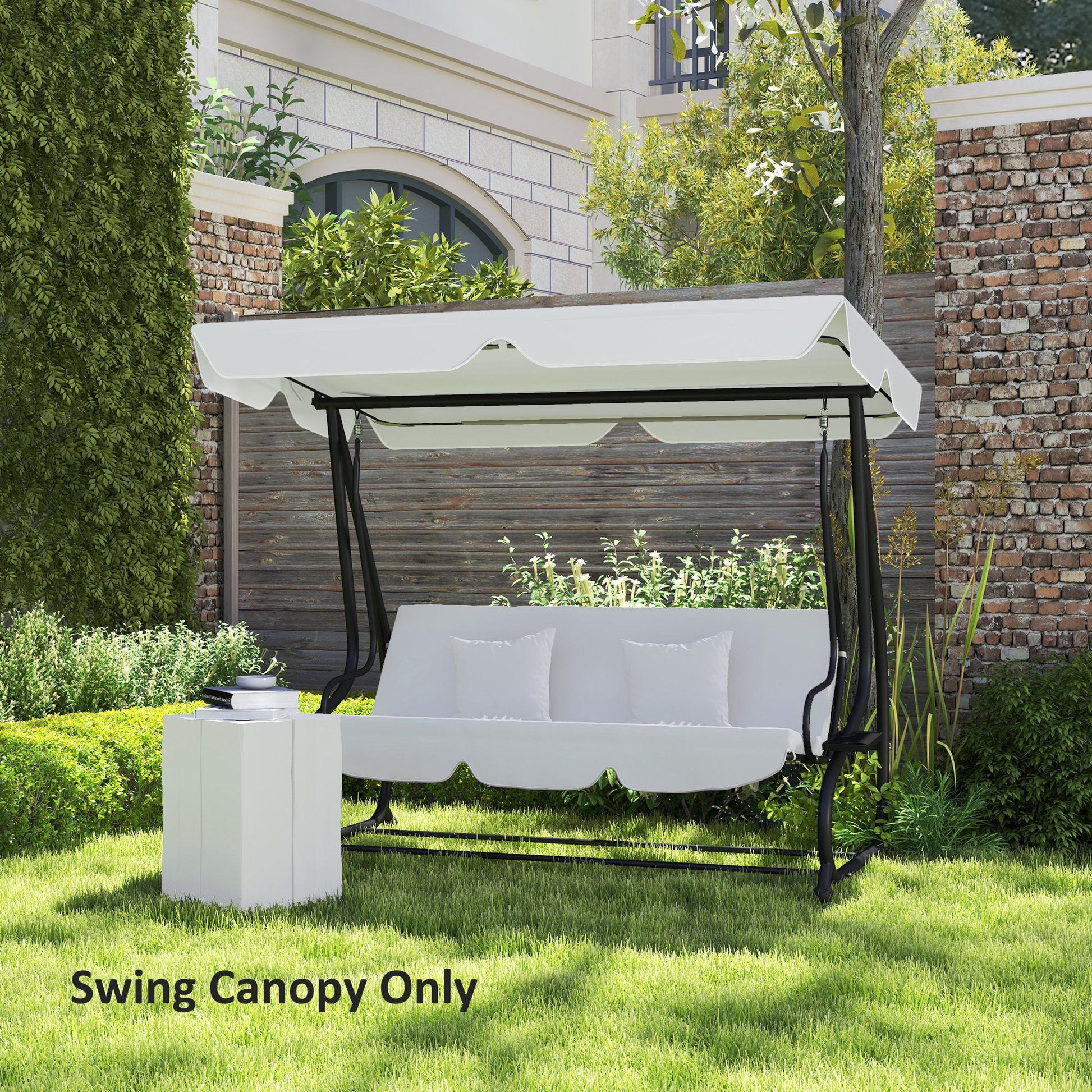 Garden Swing Canopy Replacement 3 Seater, Waterproof Garden Swing Seat Canopy Cover, Windproof Anti-UV Sun Shade (Canopy Only) for Patio, Balcony, Light Grey
