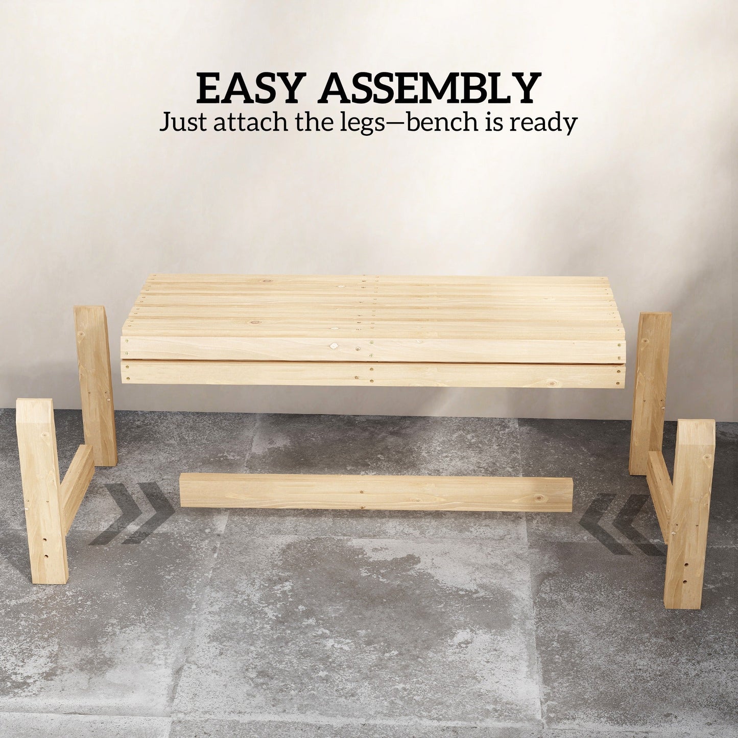 Wooden Garden Bench, 2 Seater Outdoor Bench with Slatted Curved Seat, Backless Small Wood Garden Furniture, 240 KG Capacity for Porch, Park, Patio, 100 x 40 x 43 cm, Natural Wood Finish