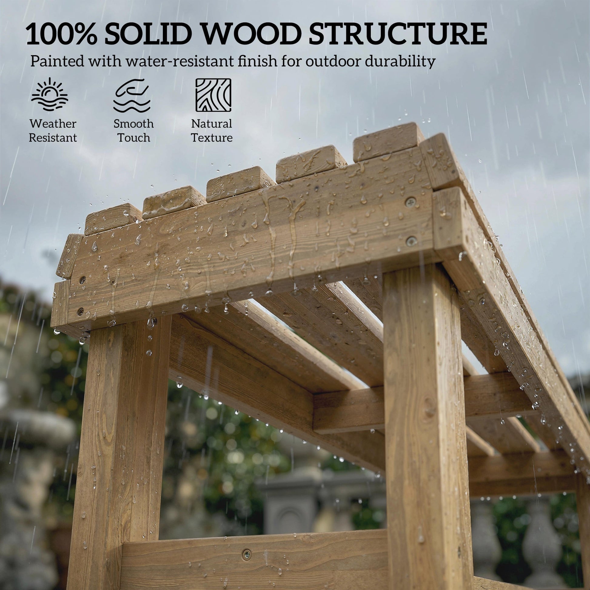 Wooden Garden Bench, 2 Seater Outdoor Bench with Slatted Curved Seat, Backless Small Wood Garden Furniture, 240 KG Capacity for Porch, Park, Patio, 100 x 40 x 43 cm, Natural Wood Finish