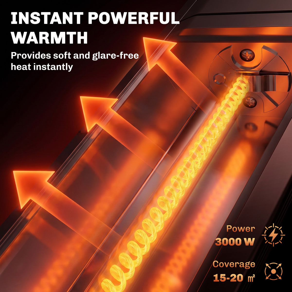 3000 W Electric Infrared Patio Heater, Wall Mounted IP65 Waterproof Outdoor Garden Heater with 9 Heat Settings, 24H Timer, Touch/Remote Control, LED Display for Indoor & Outdoor, Black