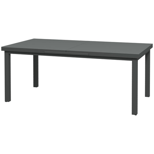 Extending Garden Table, Rectangle Outdoor Dining Table for 6-8, Aluminium Frame, for Lawn Balcony - Charcoal Grey