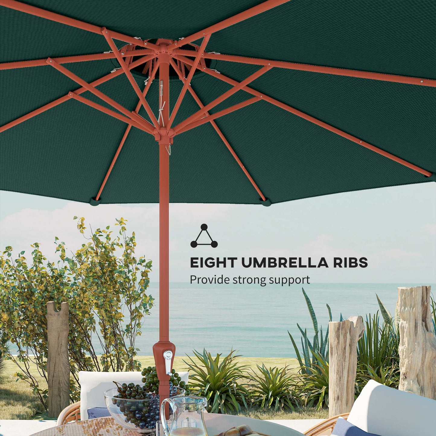 Patio Umbrella with Crank, Double Top Outdoor Market Table Umbrella for Garden, Patio,104'' x 104'', Green
